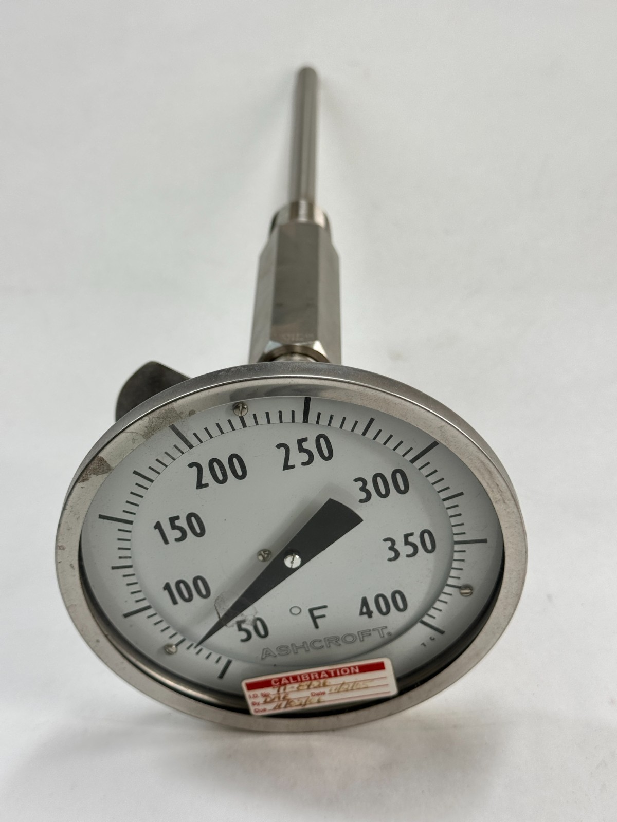 ASHCROFT Adjustable Angle Thermometer, 0-400F, 5" Face, 7-1/2" Stem, 3/4" NPT