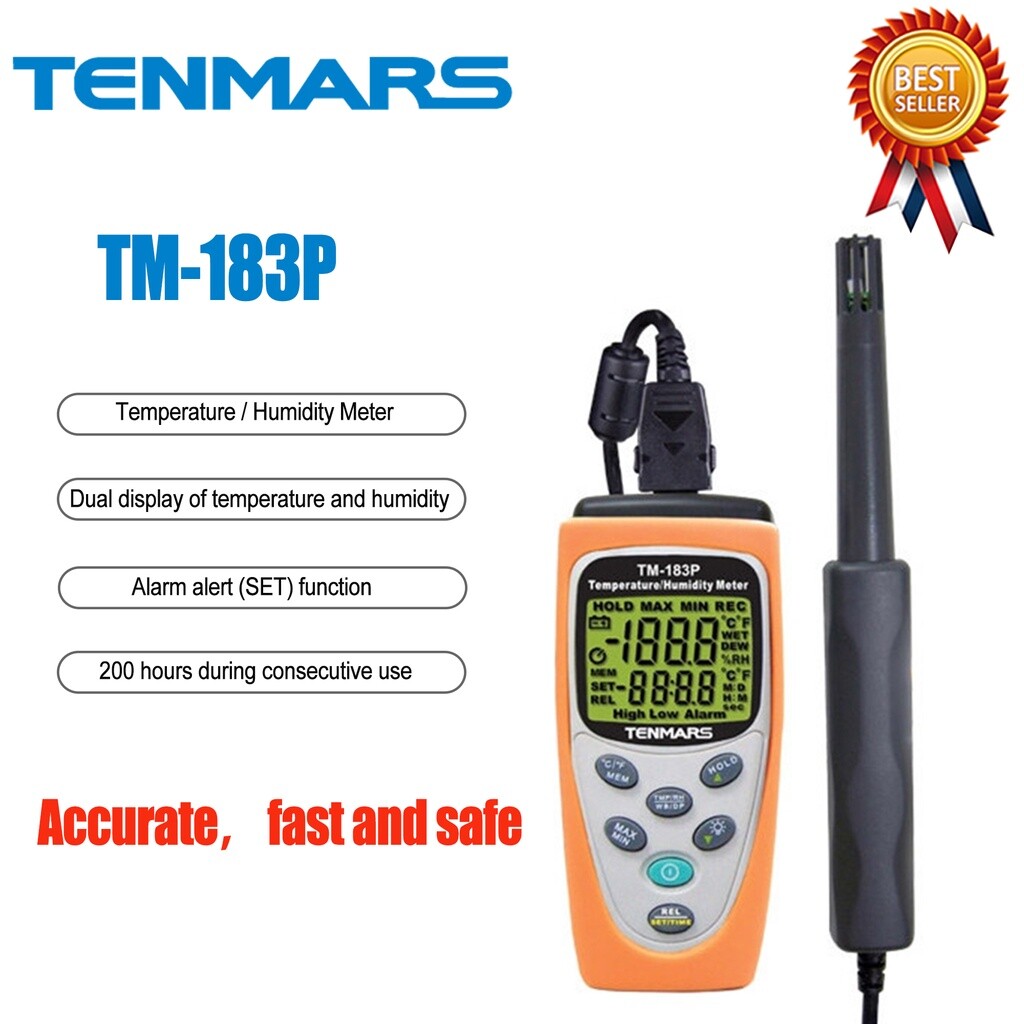 TENMARS TM-183P Temperature/Humidity Meter Stores up to 200 readings