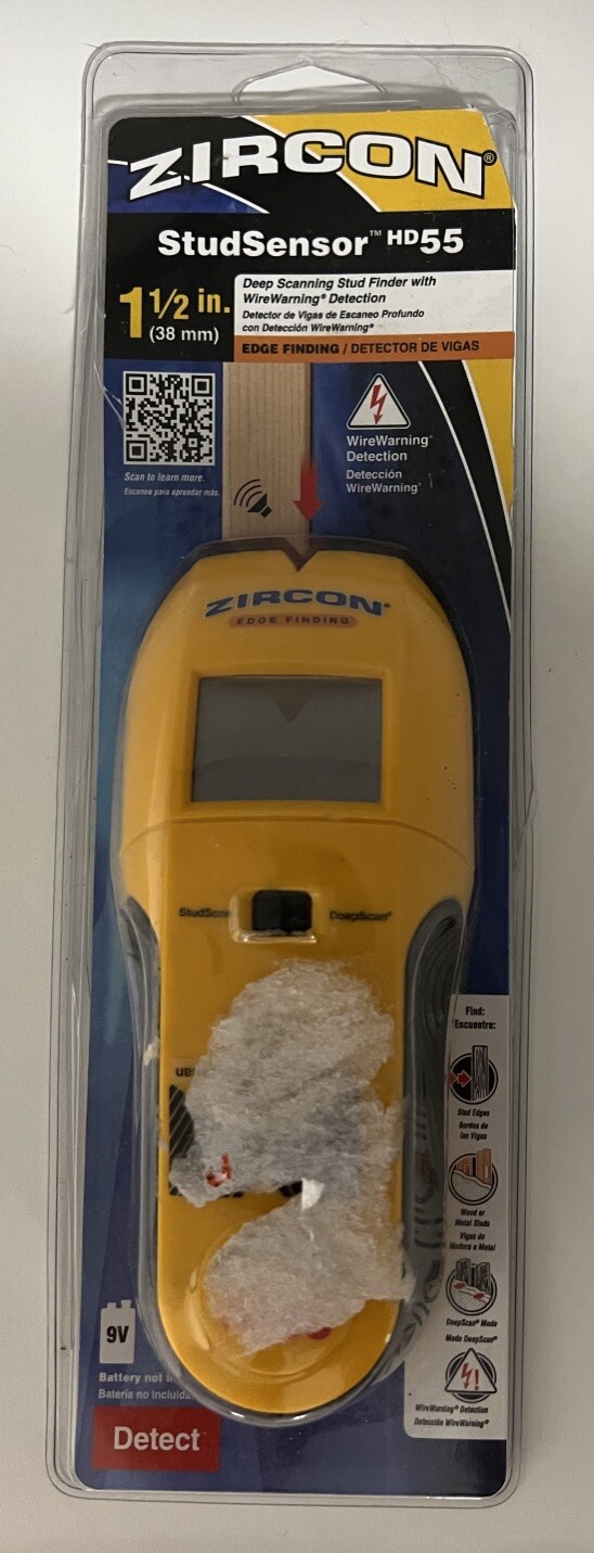 ZIRCON STUDSENSOR HD55 - DEEP STUD (1 1/2") WITH WIRE WARNING - OPEN BOX
