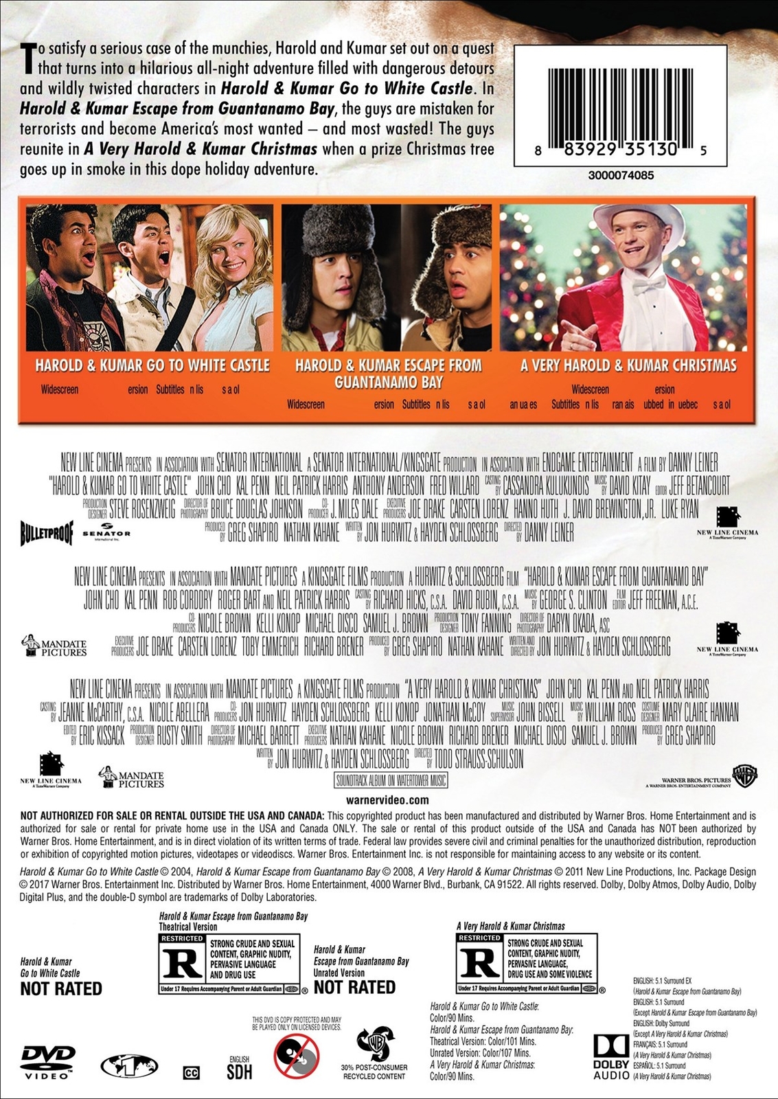 Harold & Kumar Triple Feature DVD NEW