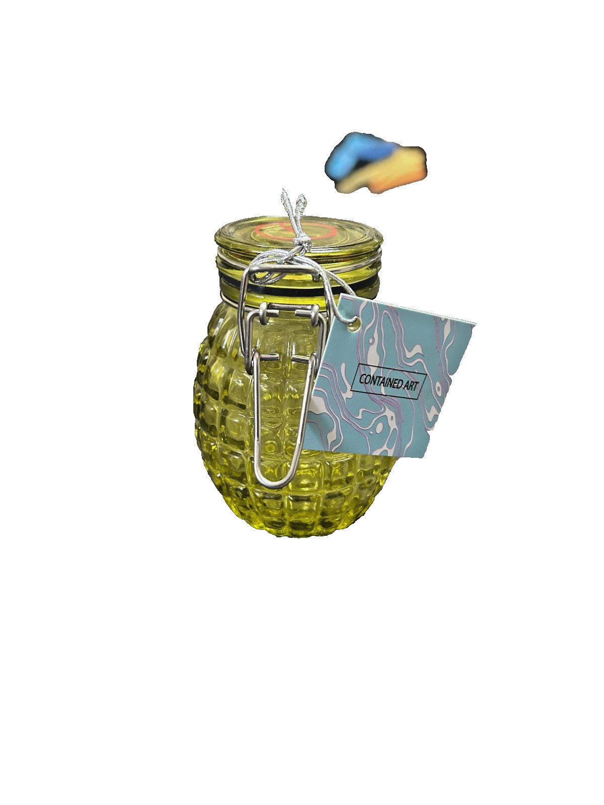 collectible green grenade, clamp lid by contained art