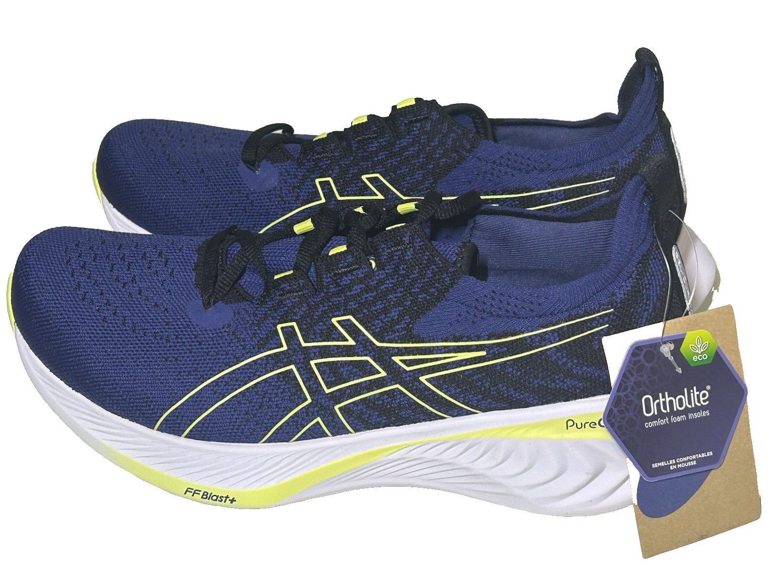 ASICS Mens Size 9 Gel-Cumulus 25 Mesh Knit Shoes DEEP Ocean/Glow Yellow Sneakers
