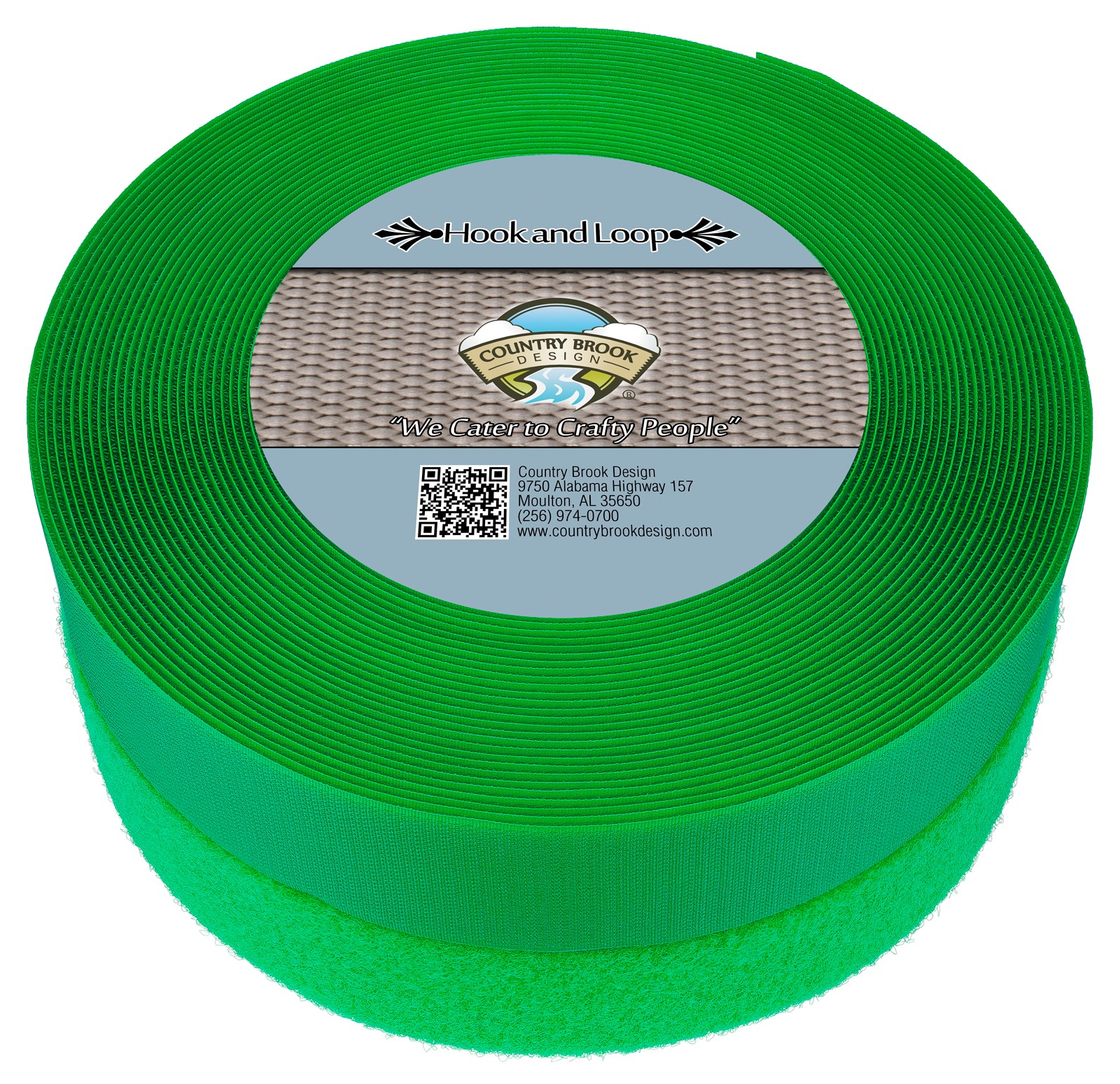 Country Brook Design® Hot Green Sew On Hook And Loop (2 inch, 25 yards)