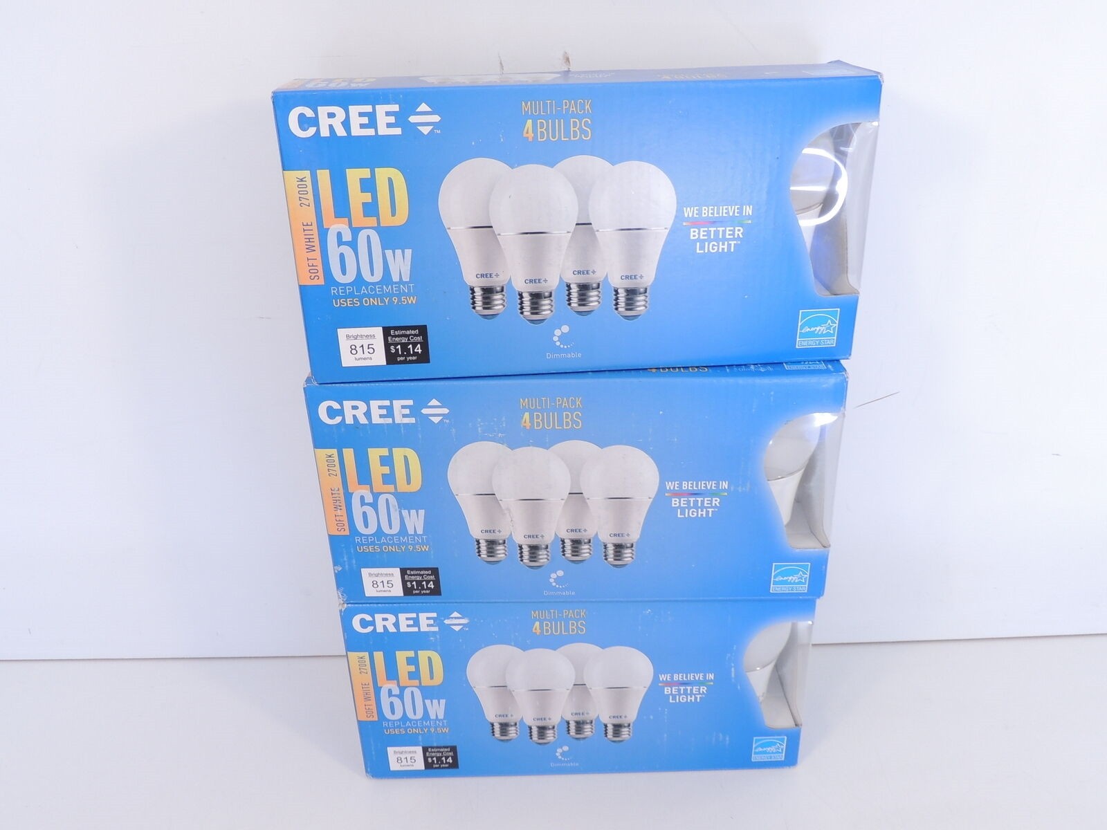 Cree 12 Bulb 3 Set 4 SA19-08127MDFD-12DE26-1-14 LED A19 Soft White 60W 2700K New