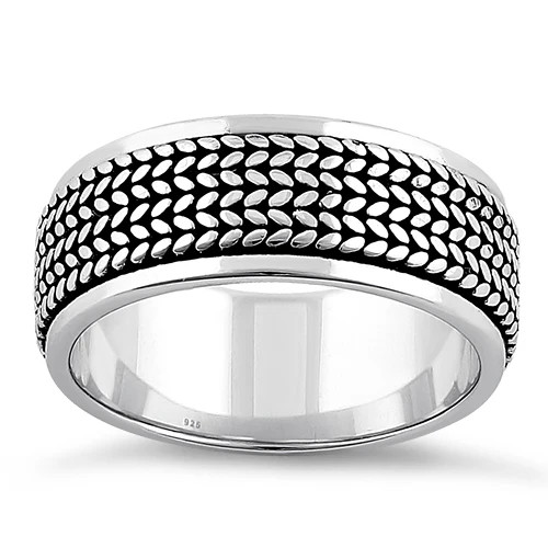 925 Sterling Silver Rope Pattern Eternity Band