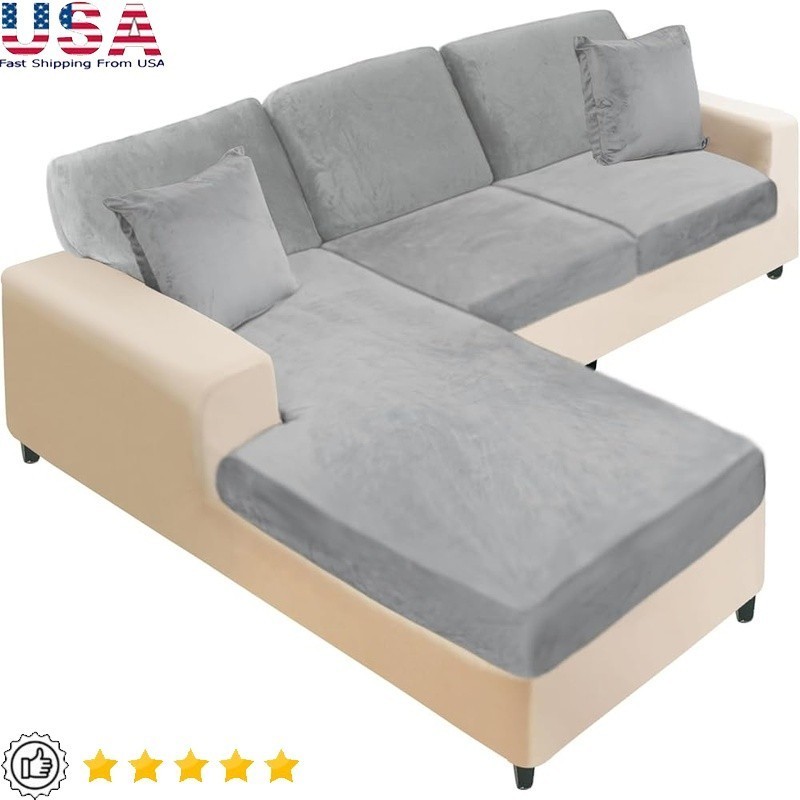L Shape Sofa Cover Stretch Slipcover Furniture Protector W/ Pillowcases New