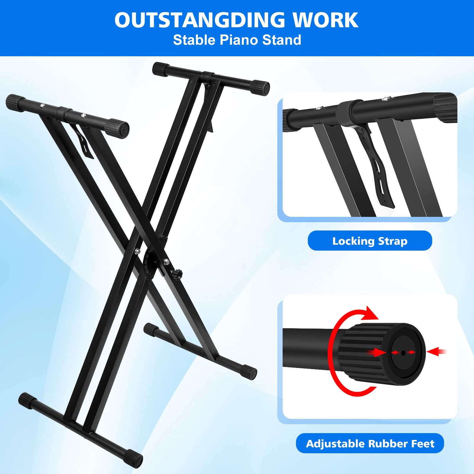 Height Adjustable Keyboard Stand With Quick Release Mechanism - Double X Foldabl