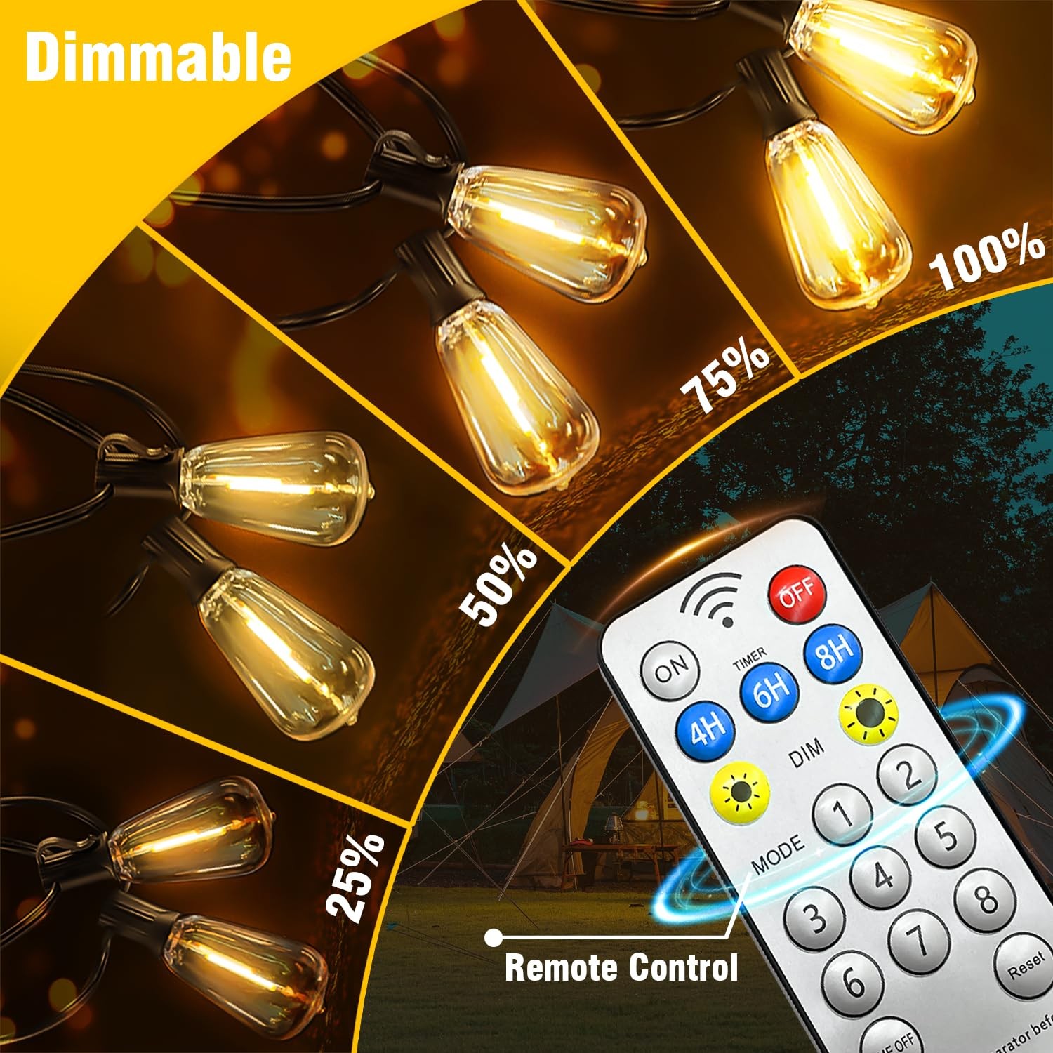 Outdoor Wedding Patio Lights - 100ft Solar LED String Remote Timer