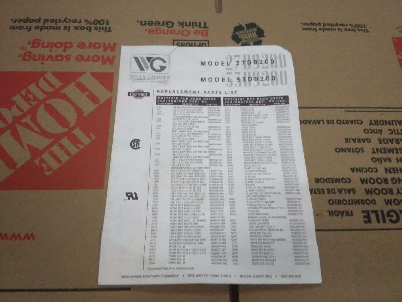 wells gardner 27d9200 arcade monitor chassis manual
