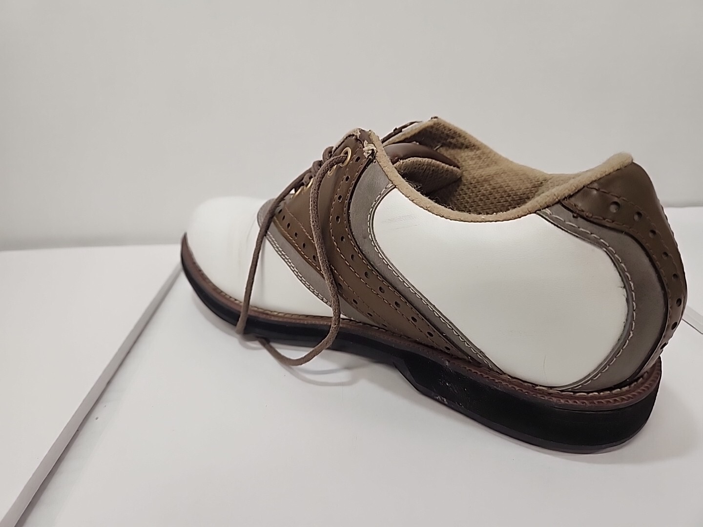 Top Flight Men's Golf Shoes Size 8.5 White & Brown Preowned