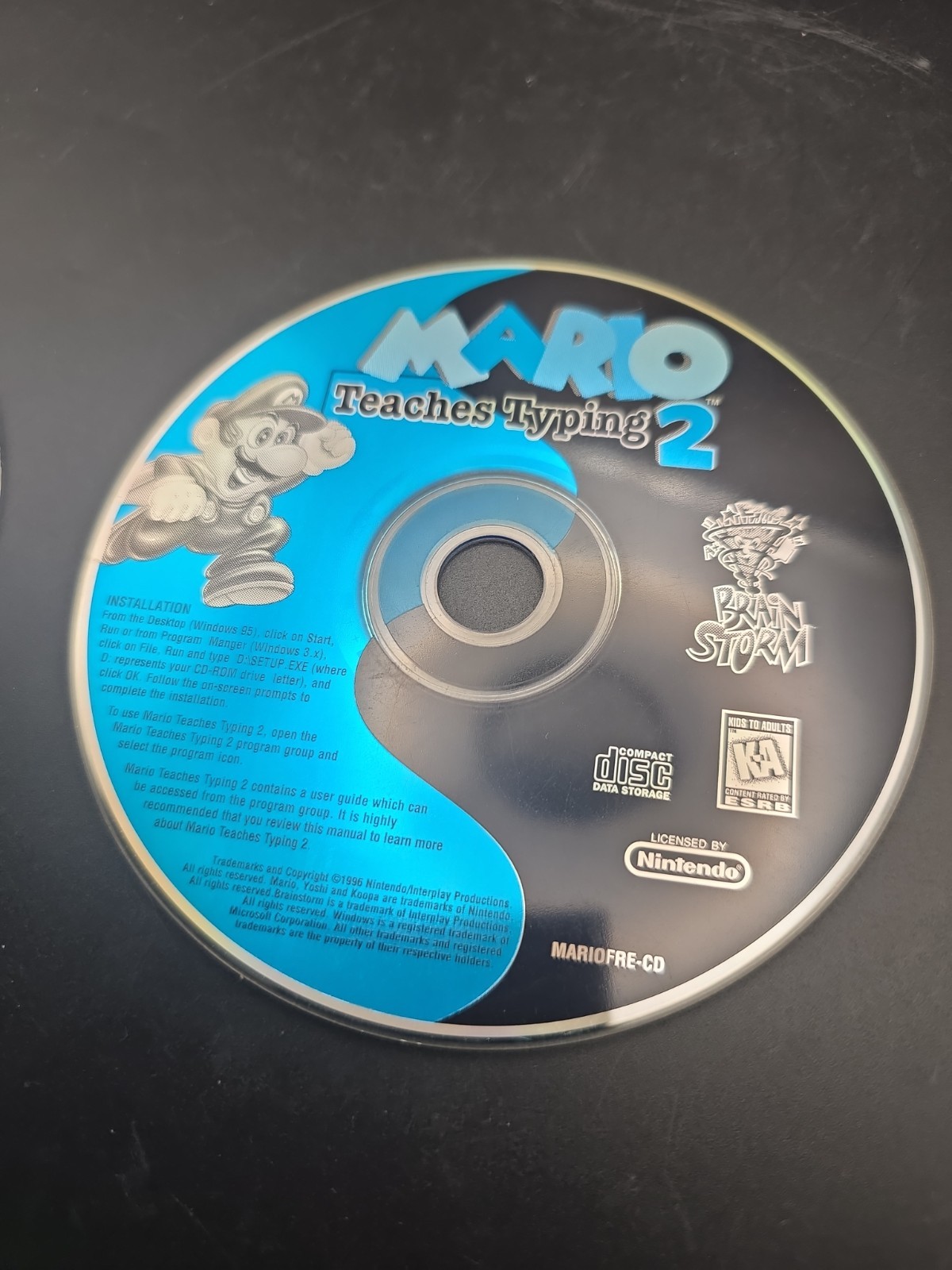 Mario Teaches Typing 2 Instructional Nintendo RARE OOP PC 1996 CD-Rom