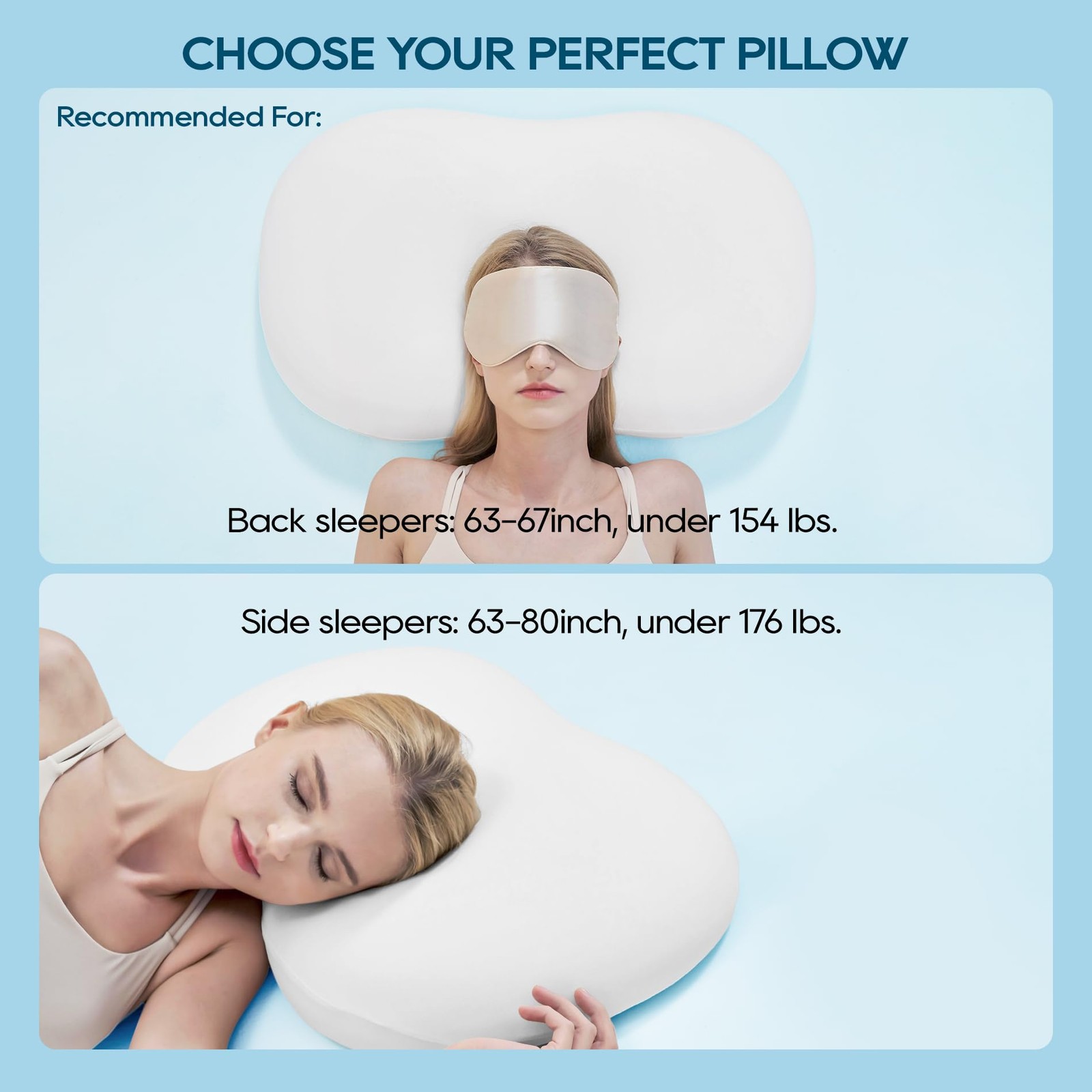 Side Sleeper Pillow,Soft Memory Foam Pillows, Cooling Neck Pillow for Sleepin...