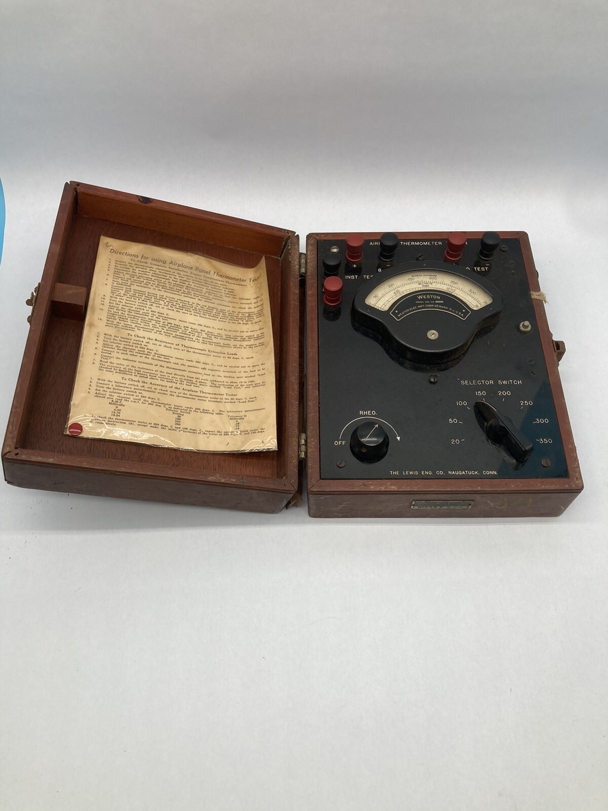 The Lewis Engine Co. Airplane VINTAGE Thermometer Tester Weston 81TT3 1948