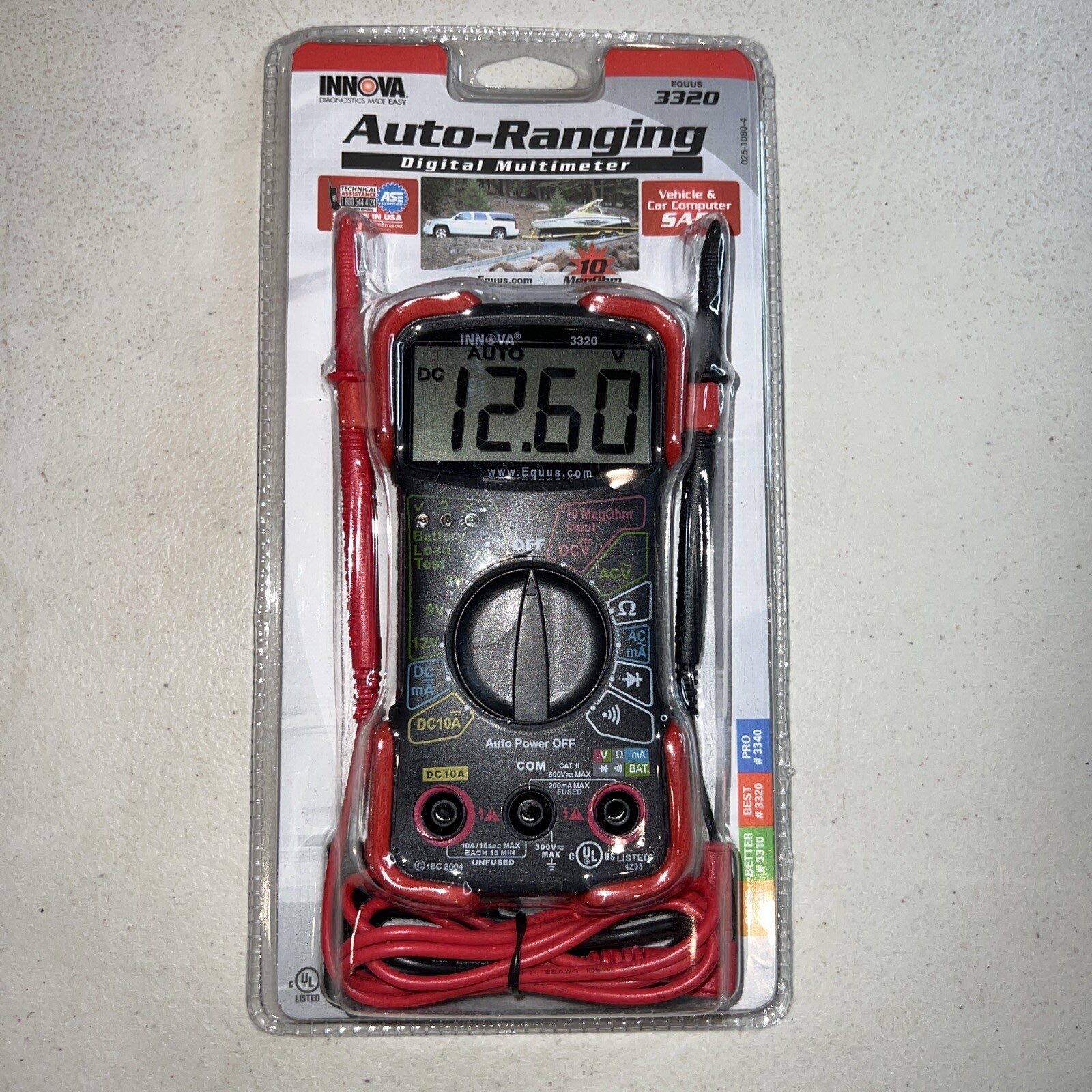 Innova 3320 Auto-Range Digital Multimeter (10 MegOhm)/UL, 9 Function