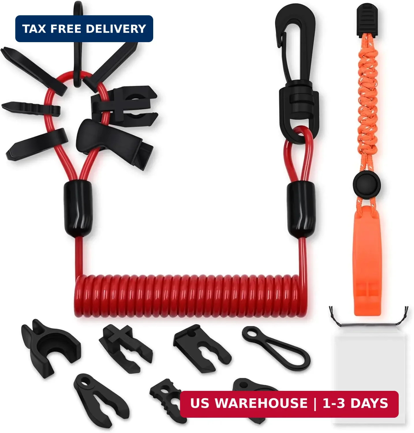 Universal Safety Boat Kill Switch Lanyard, Emergency Engine Stop Cord T