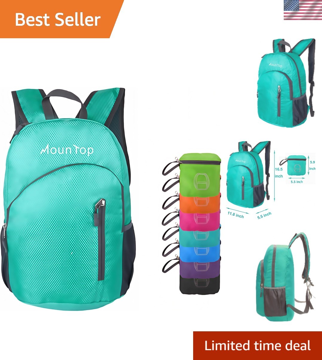 Foldable Daypack Backpack for Outdoor Adventures - Water-Resistant & Lightweight