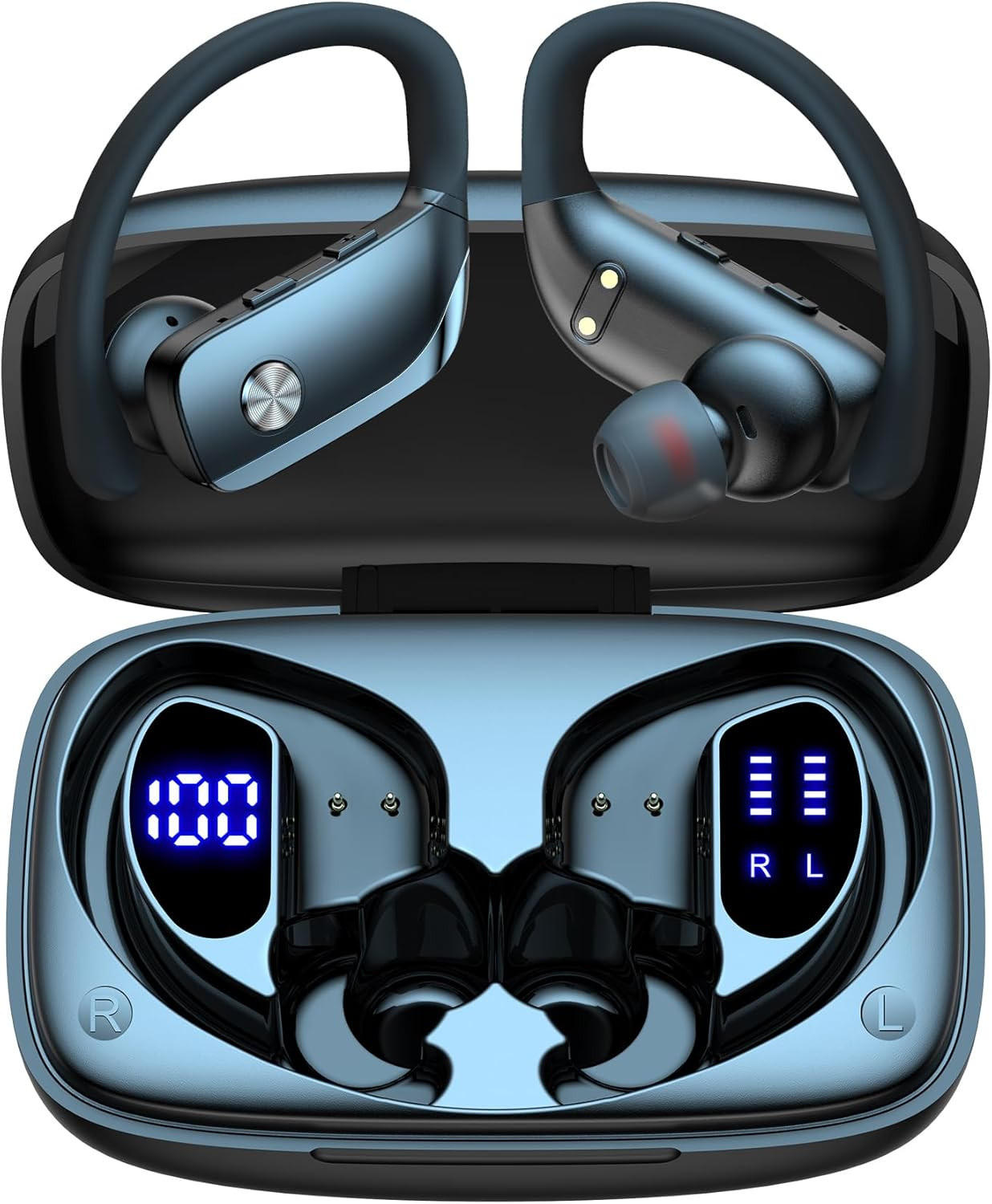 Ear Buds Wireless Earbuds Bluetooth Headphones with 80H Playtime LED Display Cas
