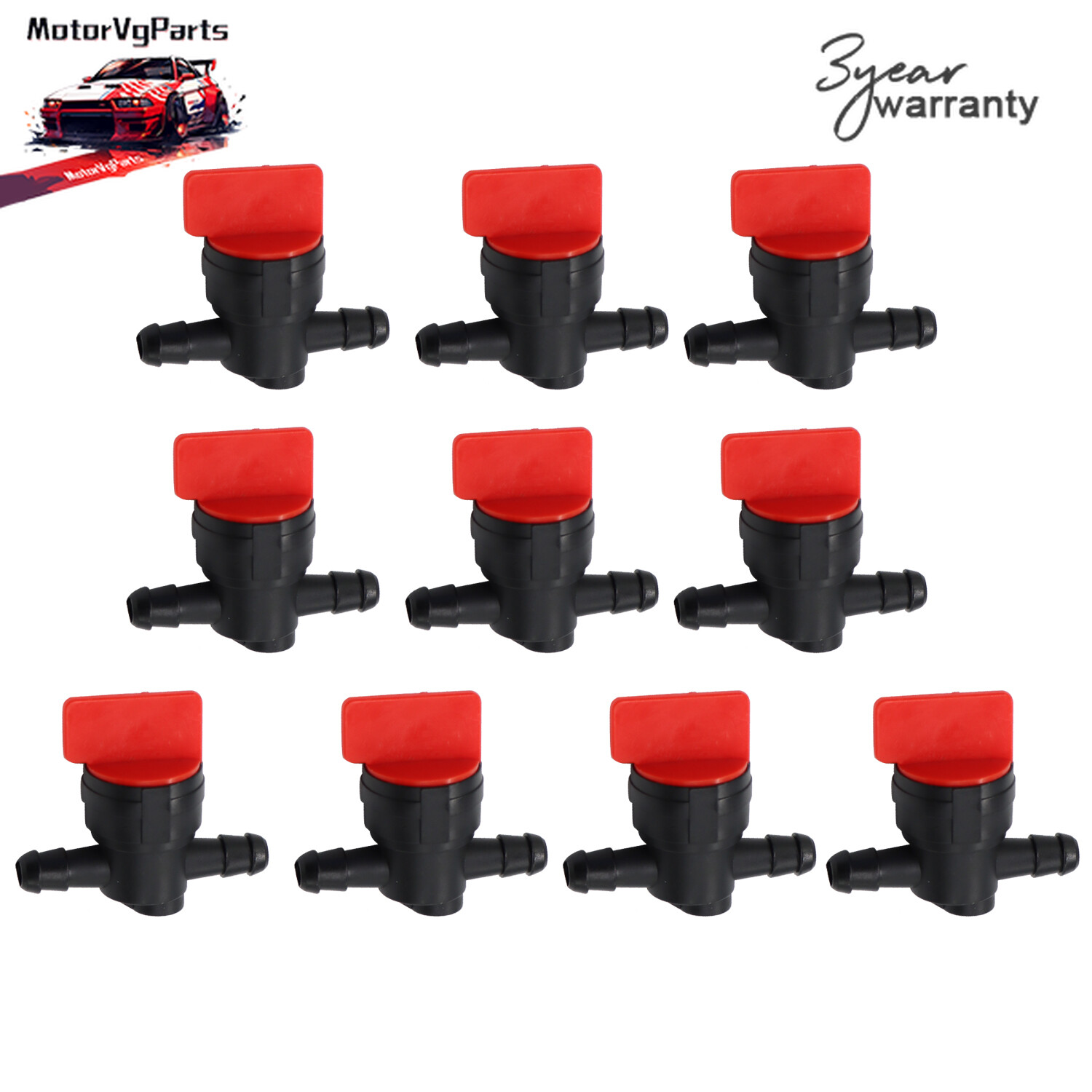 10pcs 1/4" In-Line Straight Fuel Gas Cut-Off/Shut-Off Valves For Small Engines