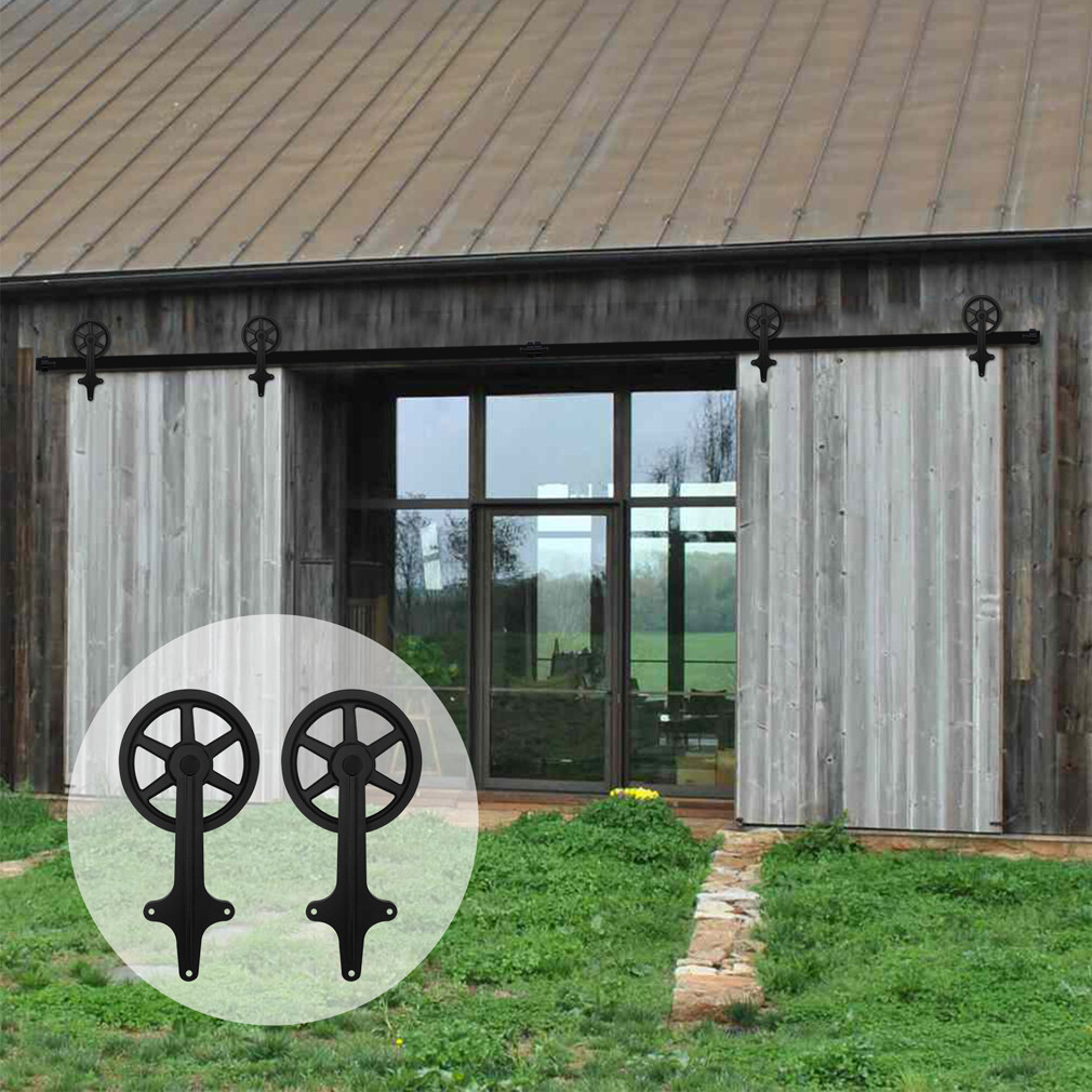 4~20FT Sliding Barn Door Hardware Track Kit for Single/Double Big Wheel Rustic