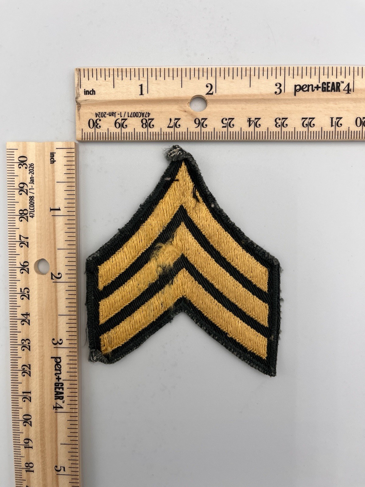 Vintage Issued US Army Sergeant Rank Chevron Patch Gold on OD