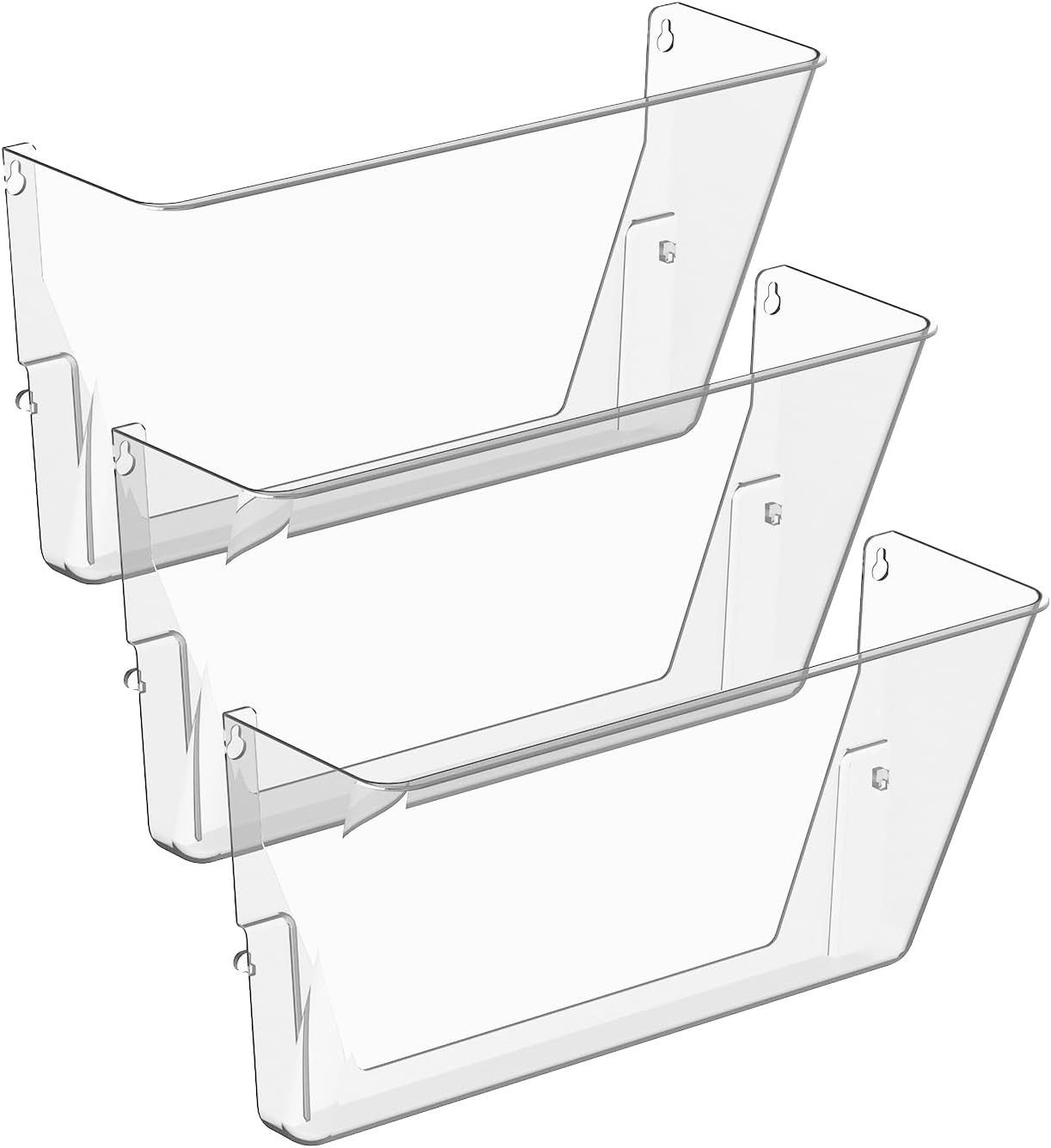 3 Pack Clear Acrylic Single Pocket, Plastic Hanging Wall Mount File Holder for O