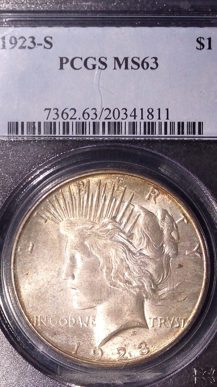 1923-S San Francisco Peace Silver Dollar $1 PCGS MS63 (811)