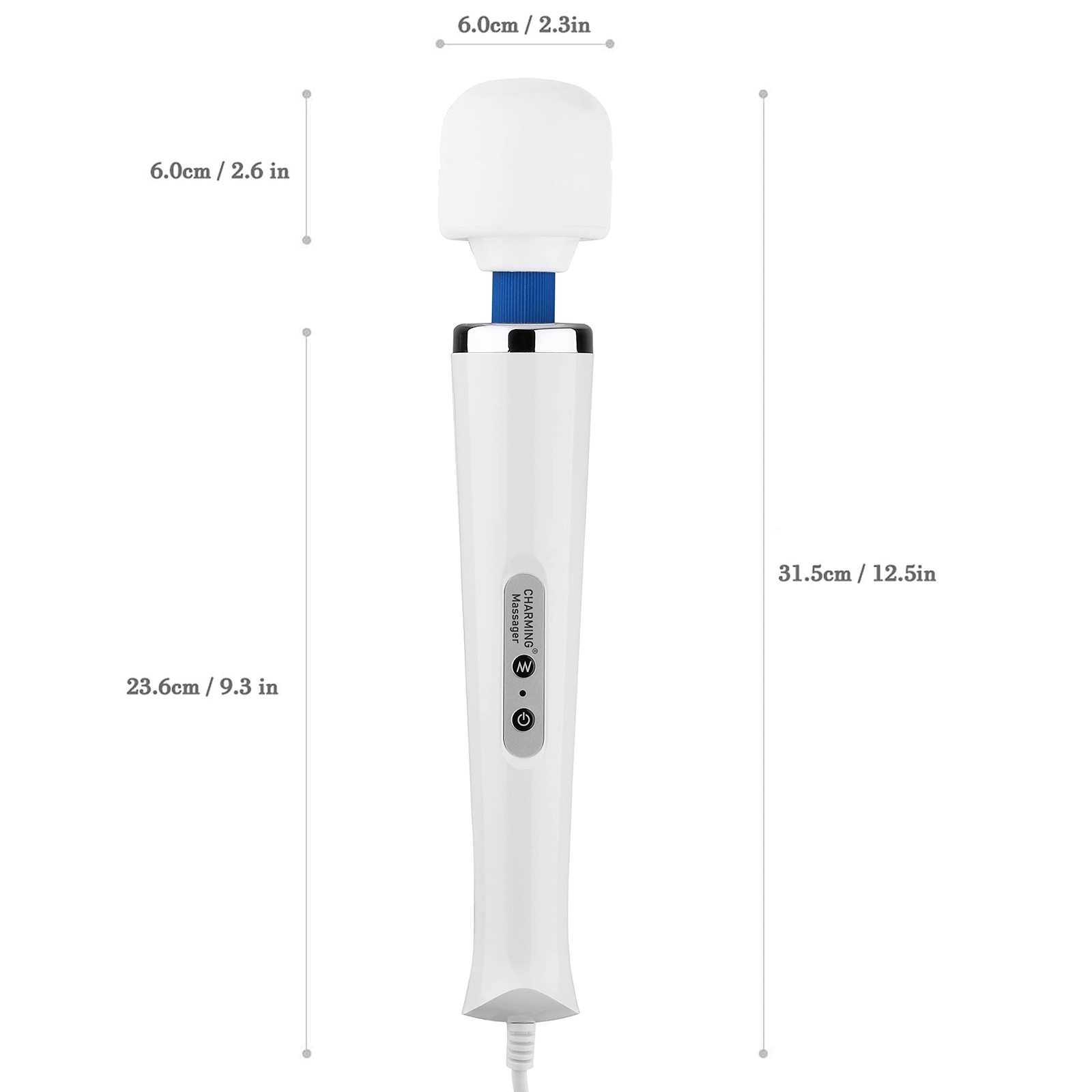 CHARMING 10 Speeds Wired Handheld Back Massager White