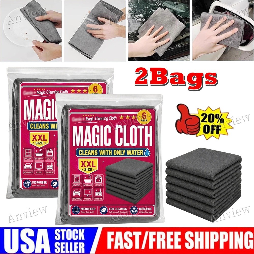 2Bags Genie Magic Cleaning Cloth Microfiber Cleaning Cloths,Reusable~2026-NEW