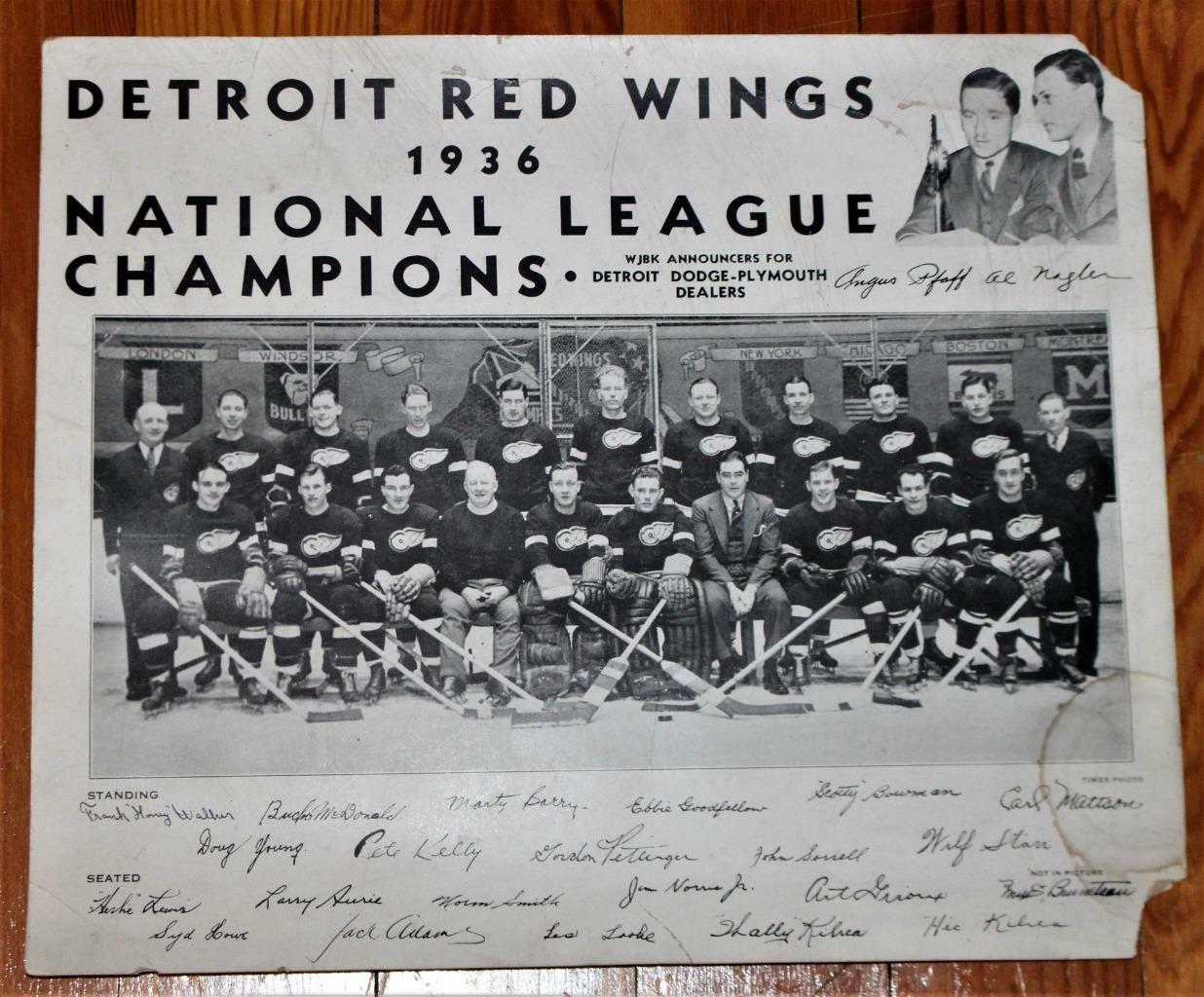 Rare 1936 Detroit Red Wings League Champions Dodge Plymouth Advertising Photo!