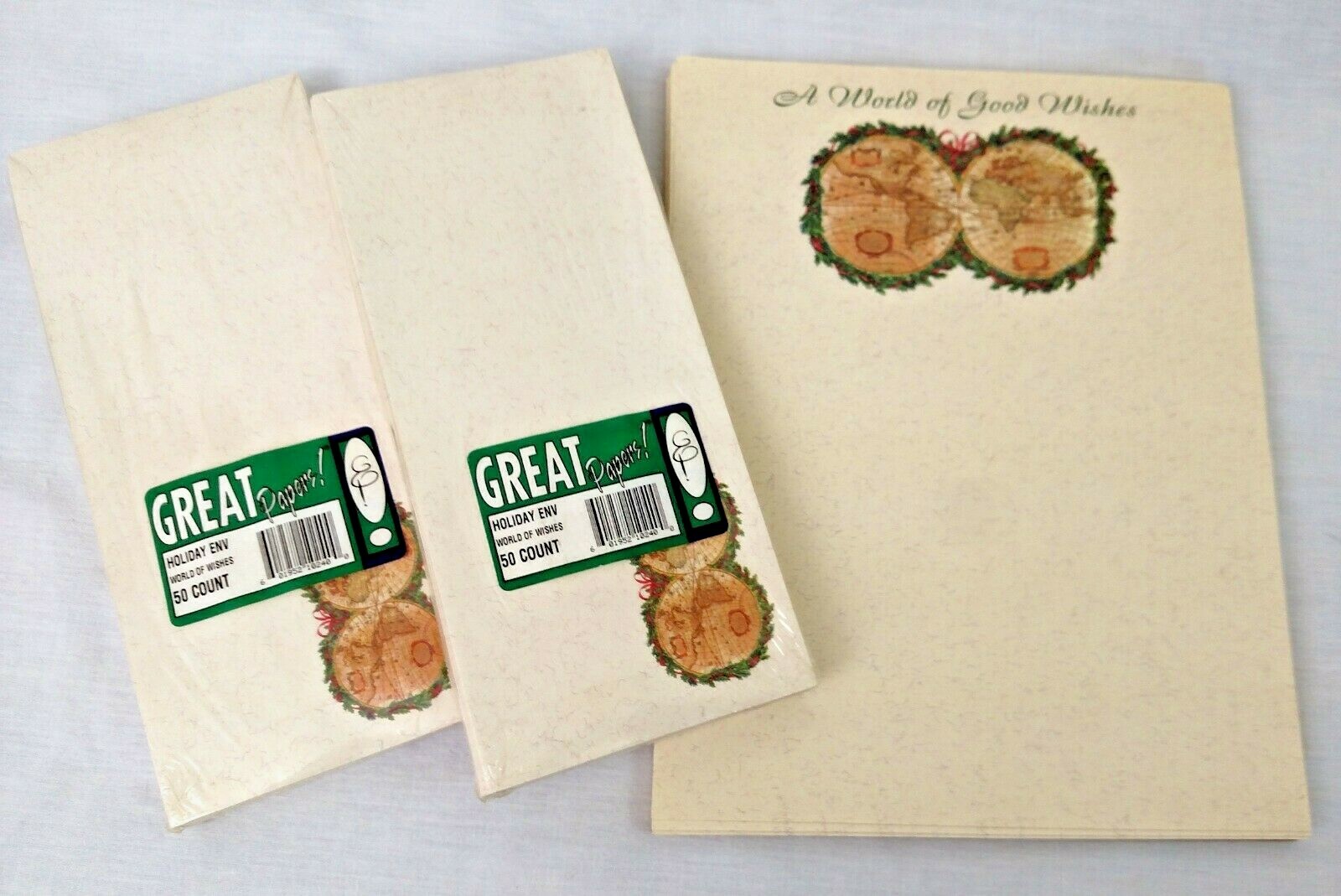 Vintage Great Papers Holiday Stationery World of Good Wishes 50+ Sheets 100 Env
