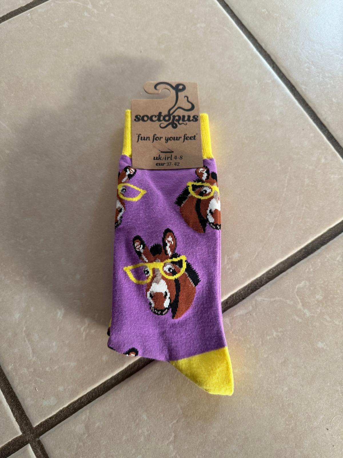Soctopus Socks donkey  New Size 4-8 gift novelty cute rare unwanted birthday Chr