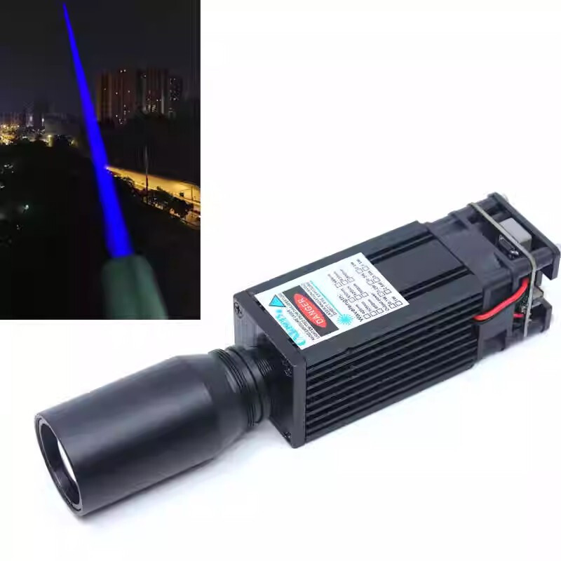 450nm 10W Blue Laser 3CM Coarse Laser Module with Beam Expanding Mirror 12V