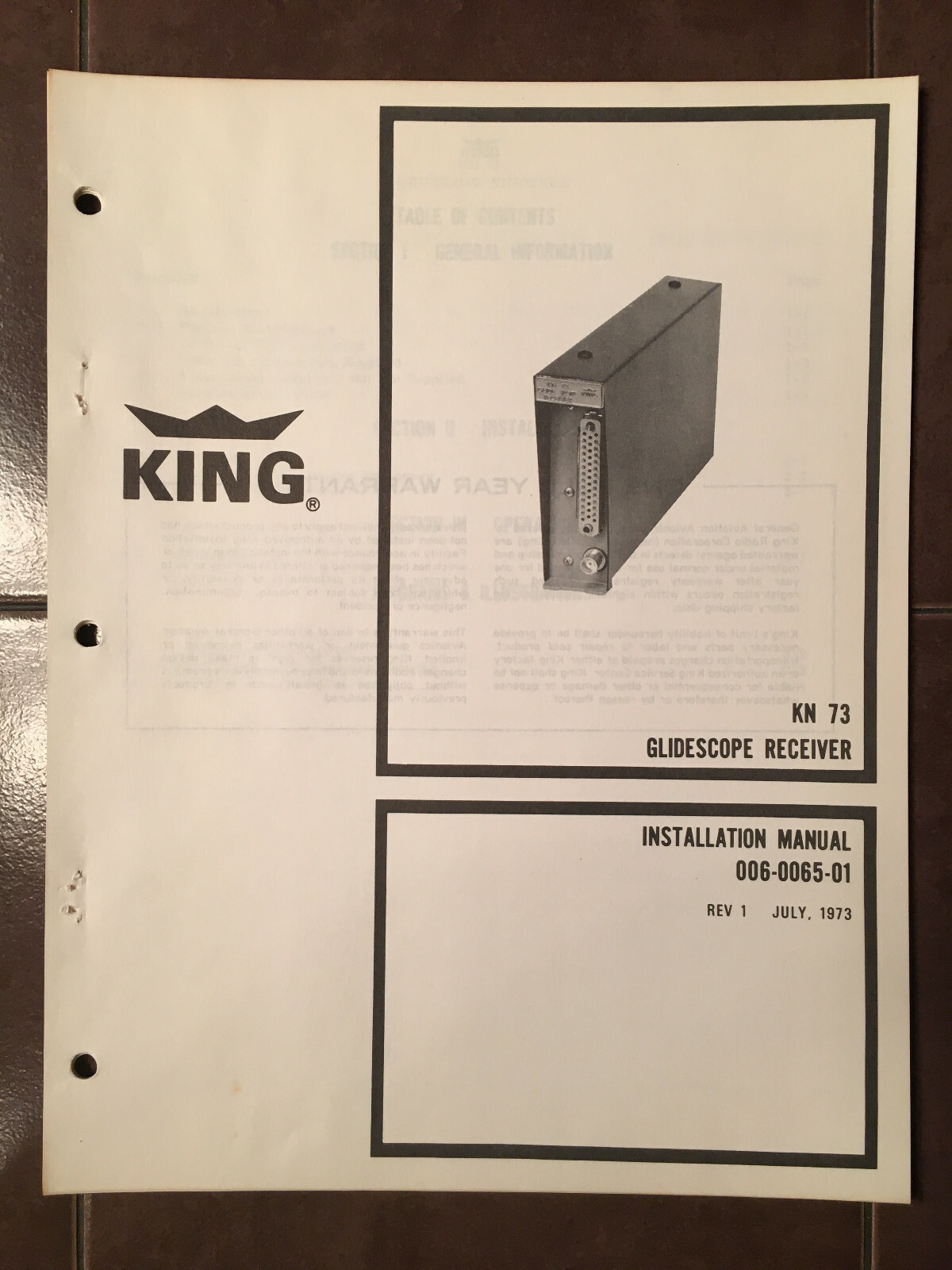 King Radio KN 73 Glideslope Install Manual