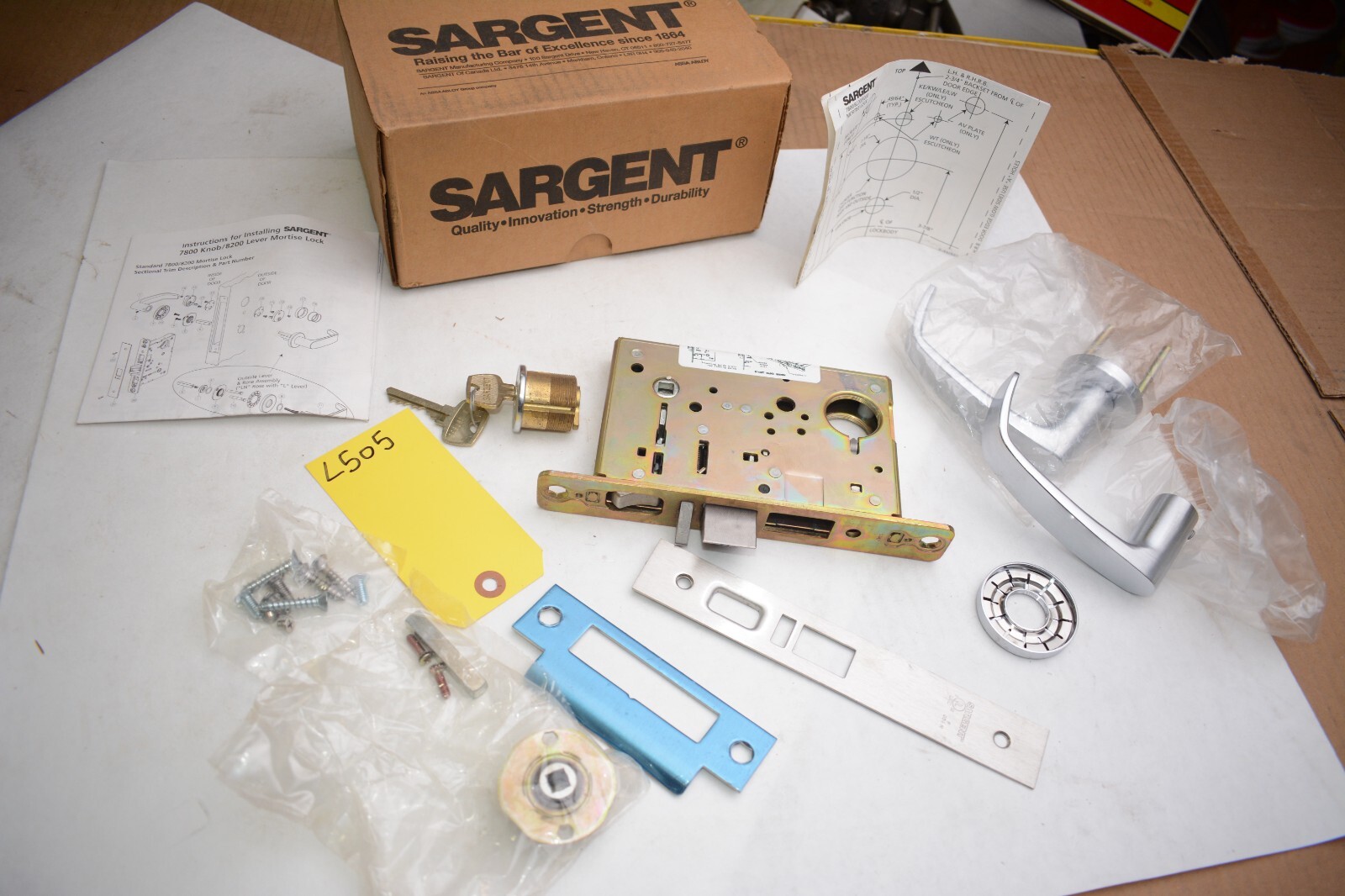 Sargent 8255 LNB 26D 8200 Series Office or Entry Mortise Lock with LNB Lever Tri