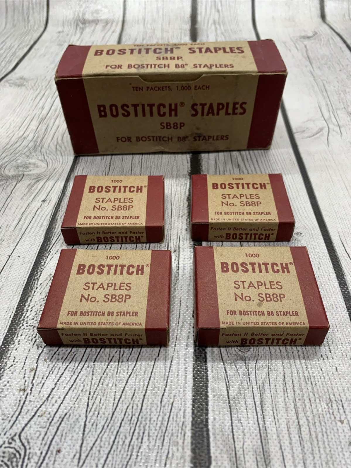 Vintage Bostitch Staples No. SB8P 1000 Made In USA- Lot Of 4