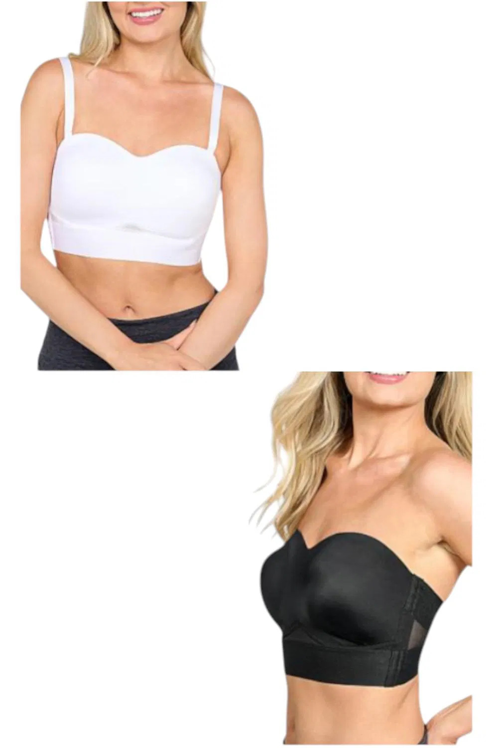Rhonda Shear Women's 2-pk Molded Convertible Strapless Bra Blk/Wht