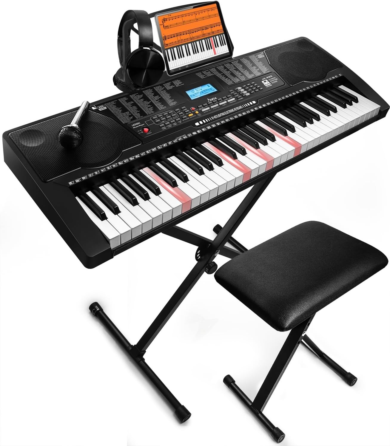 61-Key Piano w/ Headphones & Microphone