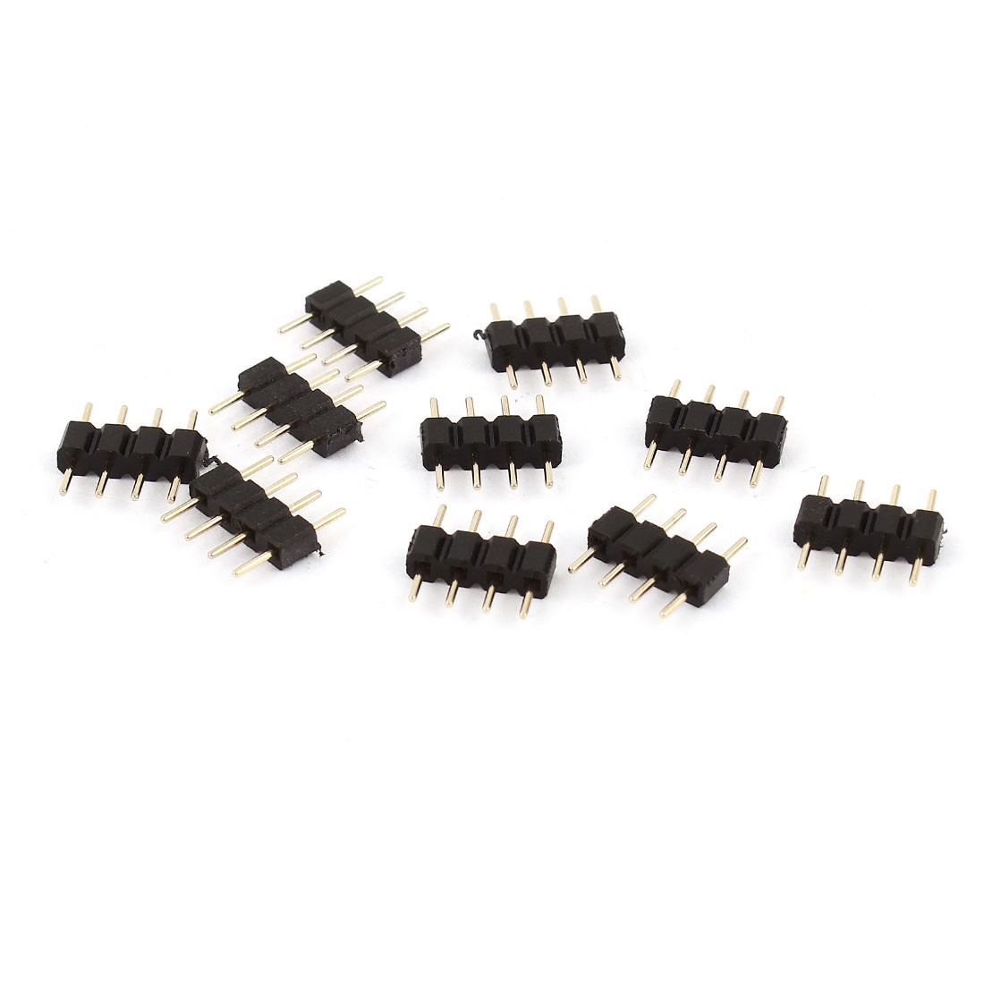 10 Pcs 4-Pin 10mm Male to Male Connector Black for RGB LED Strip Lights