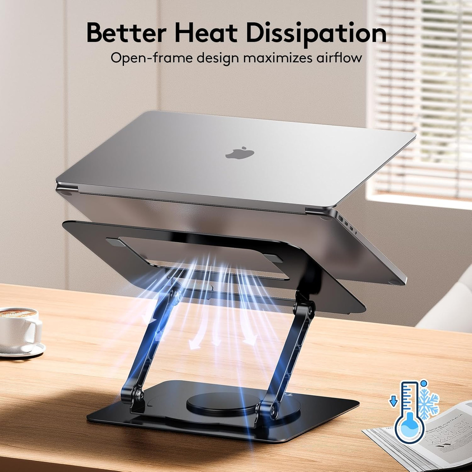 Laptop Stand for Desk, 360 Degree Rotating Ergonomic Height Adjustable Computer