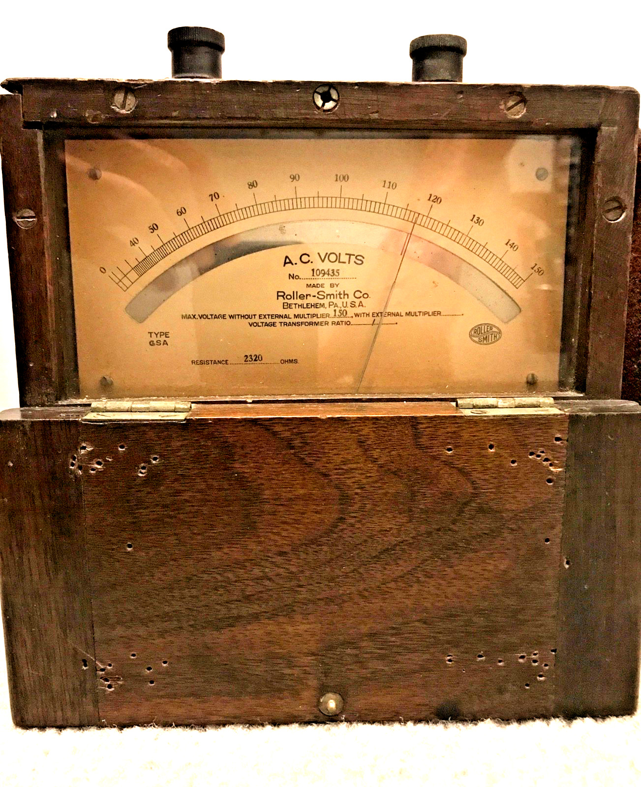 Voltmeter, vintage electronics, 0-150 volts A.C., Roller-Smith Co., works.
