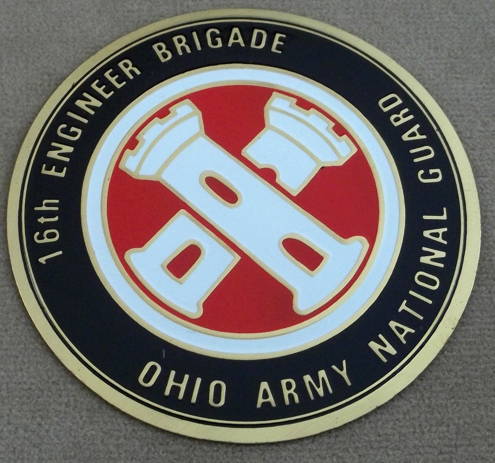 Ohio ANG 16th Engineer Brigade Self Adhesive Metal Emblem Enamel Finish 3 1/8"