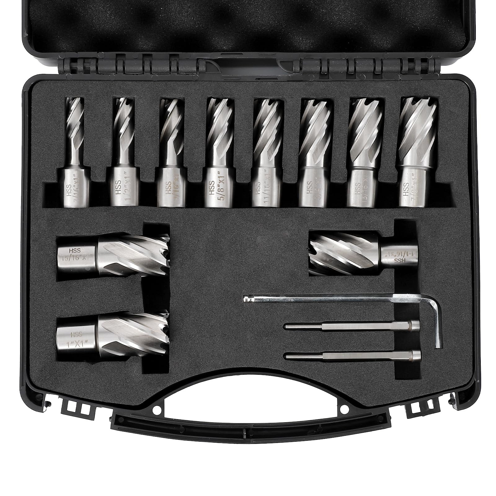 13-Piece Annular Cutter Set,1" Cutting Depth,Mag Drill Bits 7/16" to 1-1/16"