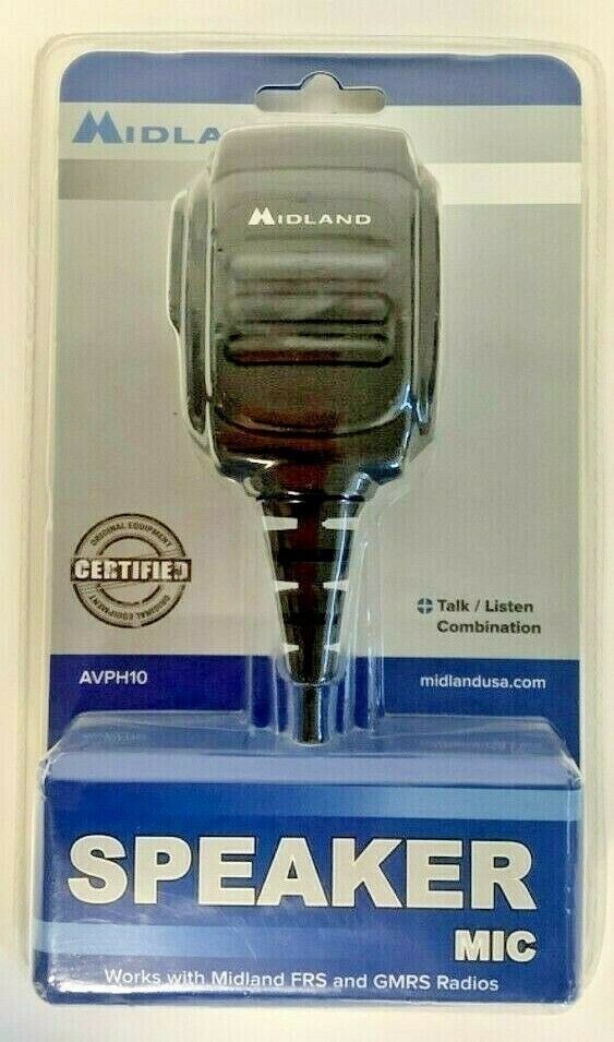 NEW Midland AVPH10 Black Speaker Mic w/Push to Talk for FRS/GMRS Radios