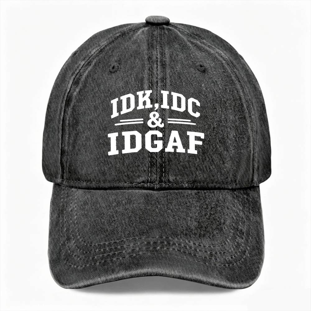 IDK IDC IDGAF Vintage Internet Slang Dad Hat Casual Unisex Washed Baseball Cap