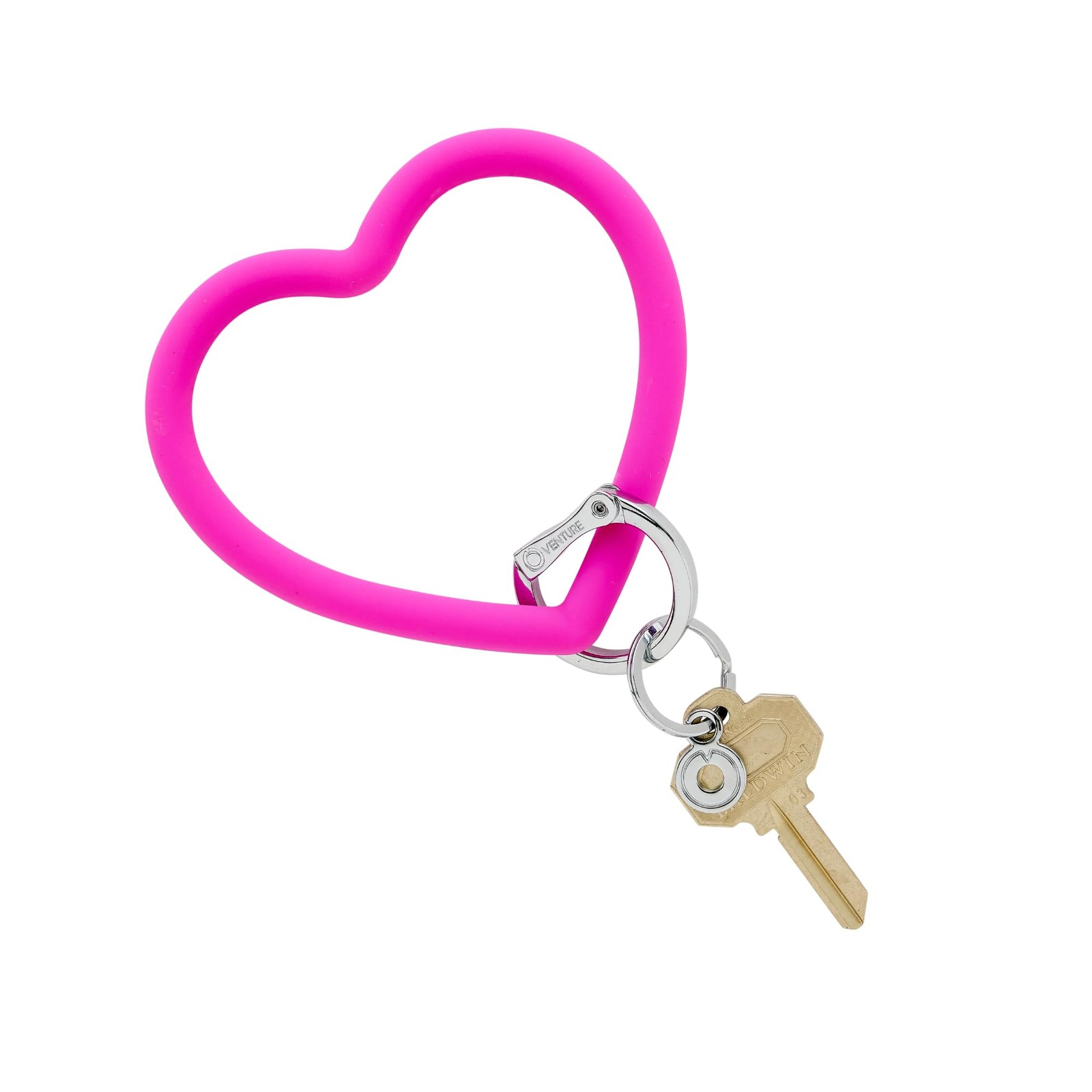 Oventure Silicone Heart Keychain Wristlet – Pink, Gift for Women & Teachers