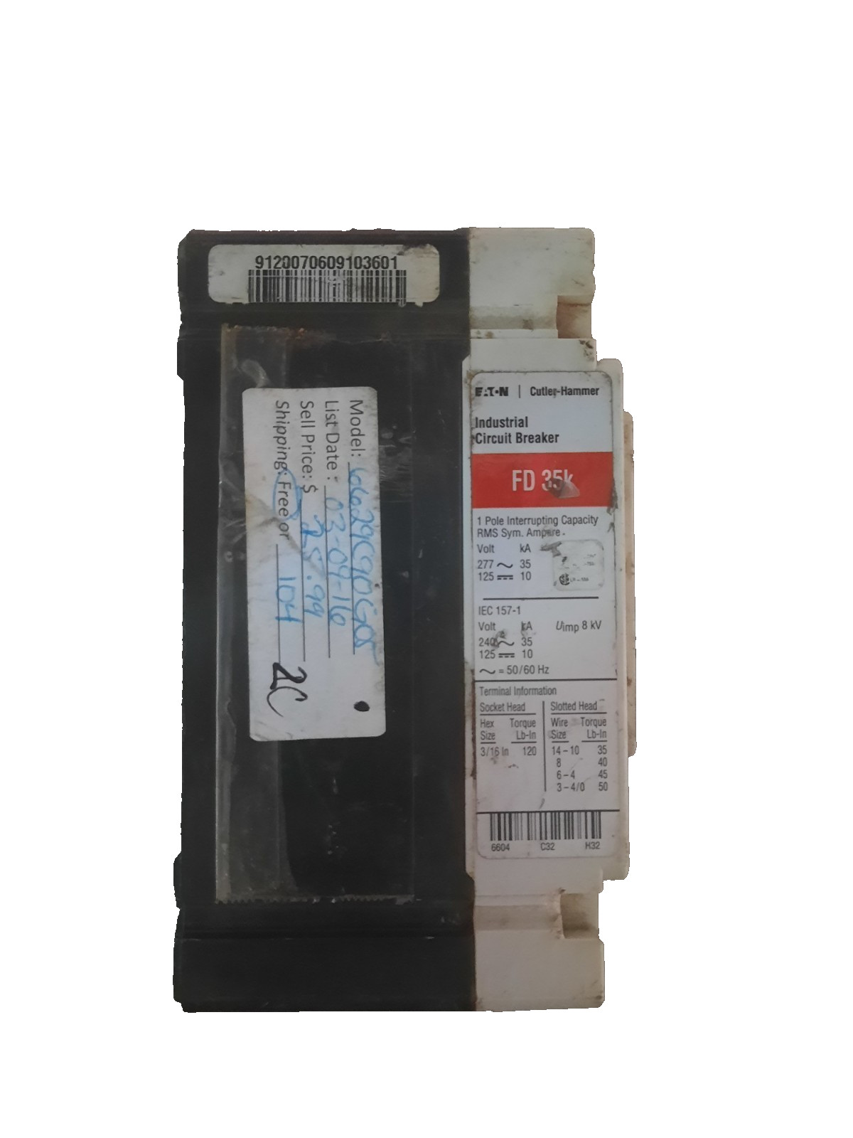 EATON Cutler-Hammer Industrial Circuit Breaker 6629C90G05 FD35K (AB 1658) 2C