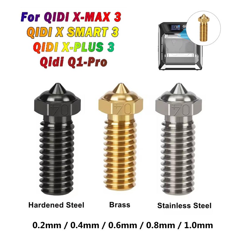 Nozzle For QIDI X-SMART 3/PLUS 3/MAX 3/Q1 Pro Brass Hardened Steel Copper Nozzle
