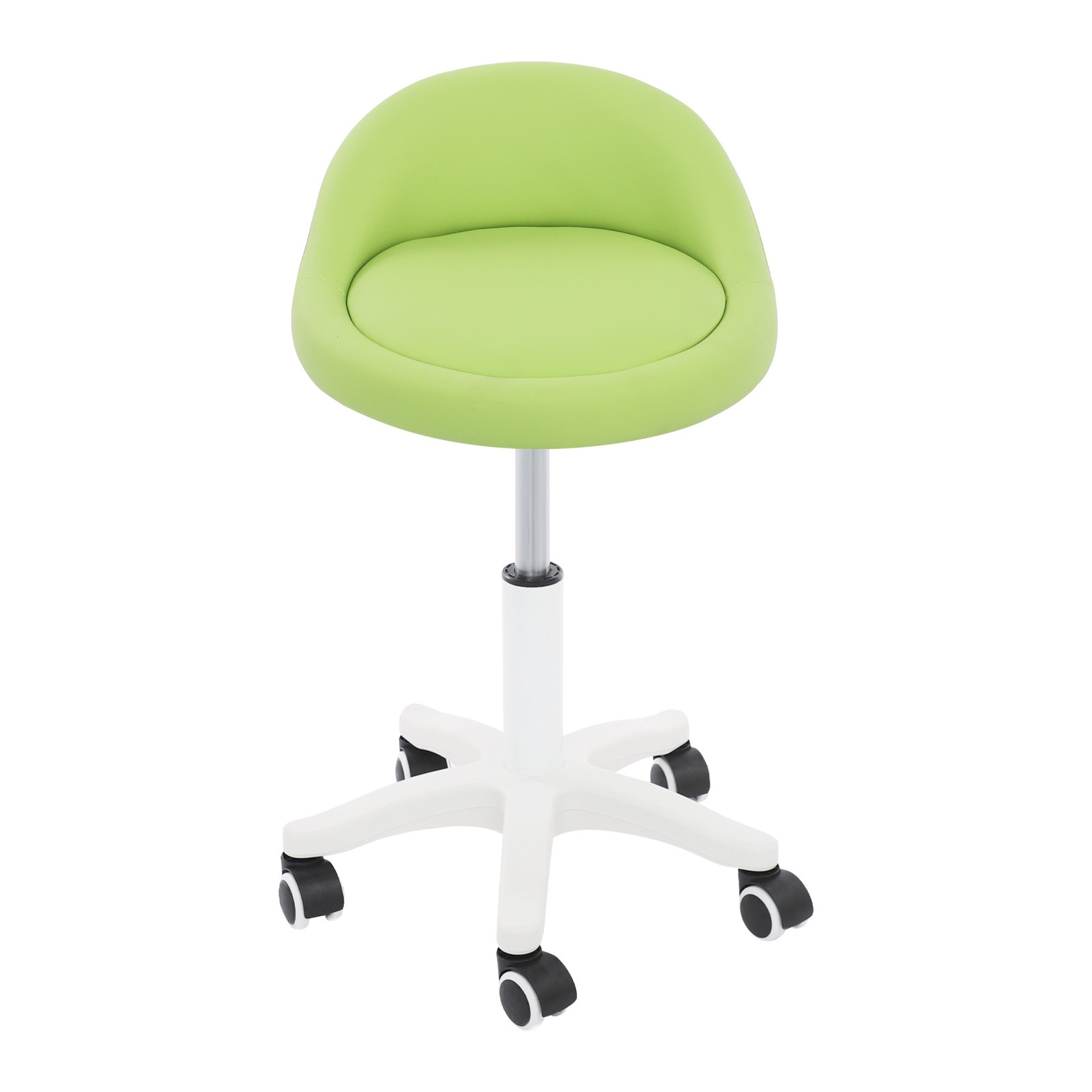 Adjustable Beauty Salon Chair Rolling Stool, Rolling Stool W/ Low Backrest Green