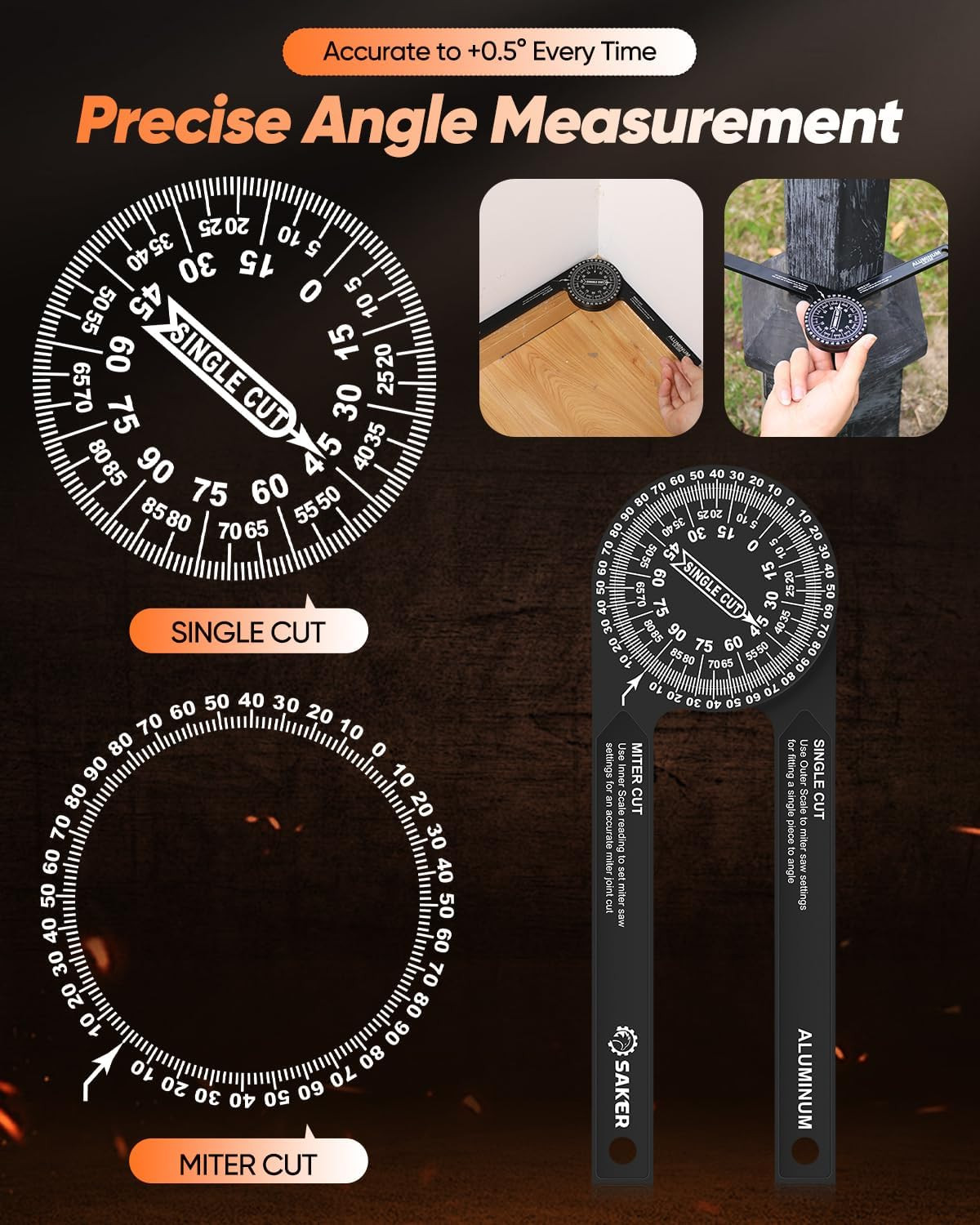Miter Saw Protractor|7-Inch Aluminum Protractor Angle Finder Featuring Precision