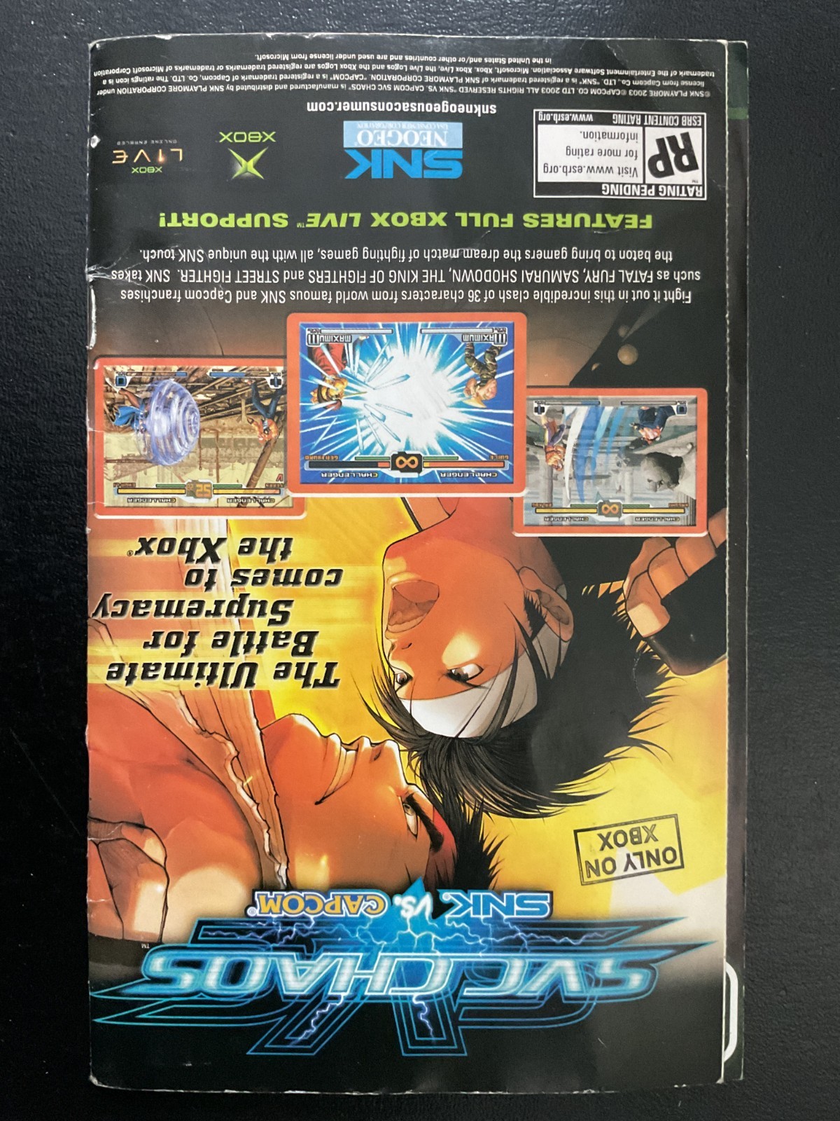 Metal Slug 3 Microsoft XBOX Instruction Manual Only